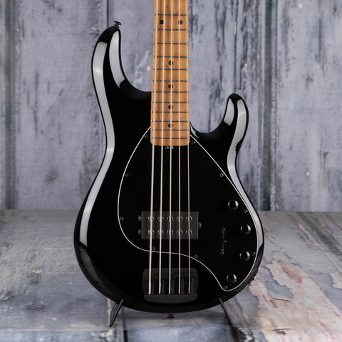 Ernie Ball Music Man StingRay Special 5 5-String Electric Bass Guitar, Black, front closeup