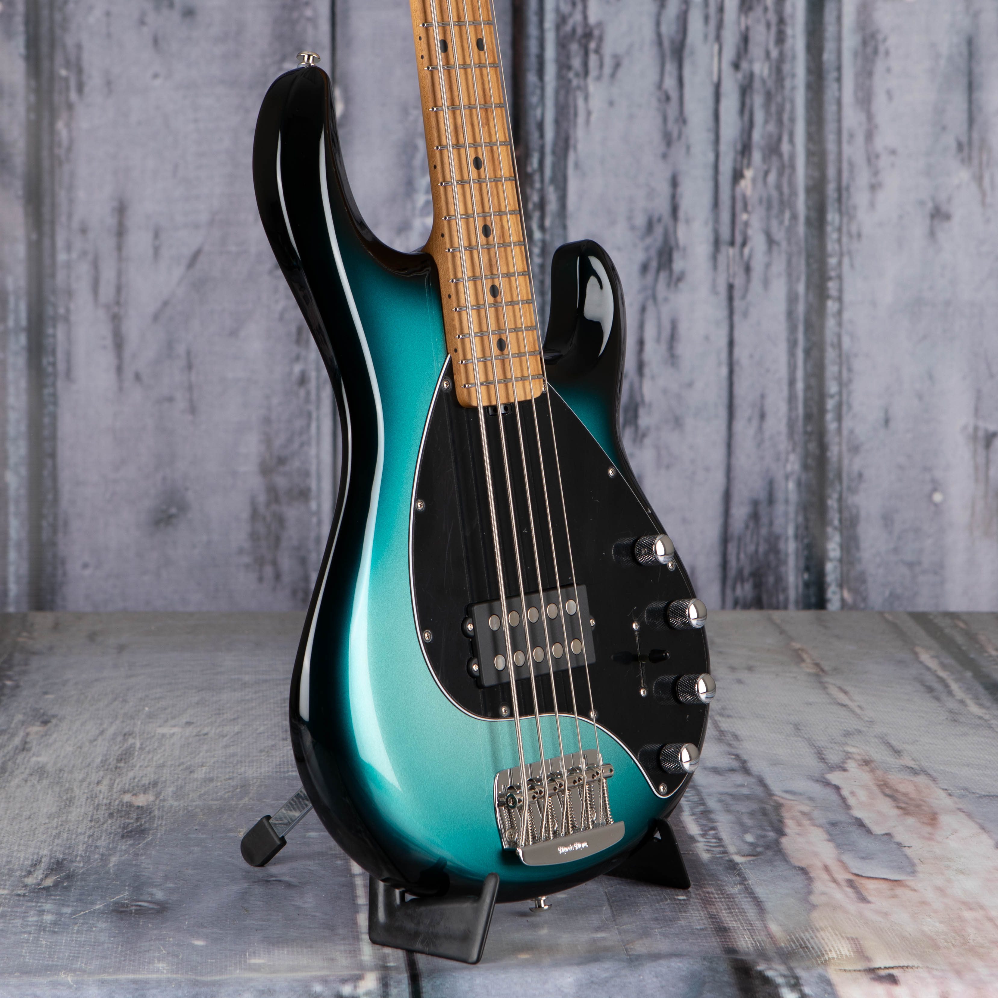 Ernie Ball Music Man StingRay Special 5 5-String Electric Bass Guitar, Frost Green Pearl, angle