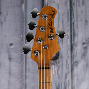 Ernie Ball Music Man StingRay Special 5 5-String Electric Bass Guitar, Frost Green Pearl, front headstock