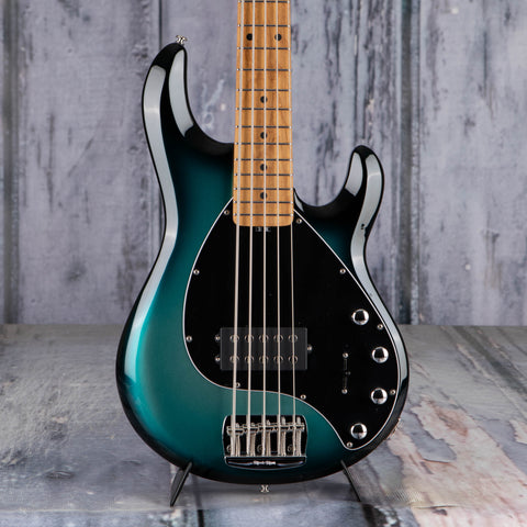 Ernie Ball Music Man StingRay Special 5 5-String Electric Bass Guitar, Frost Green Pearl, front closeup