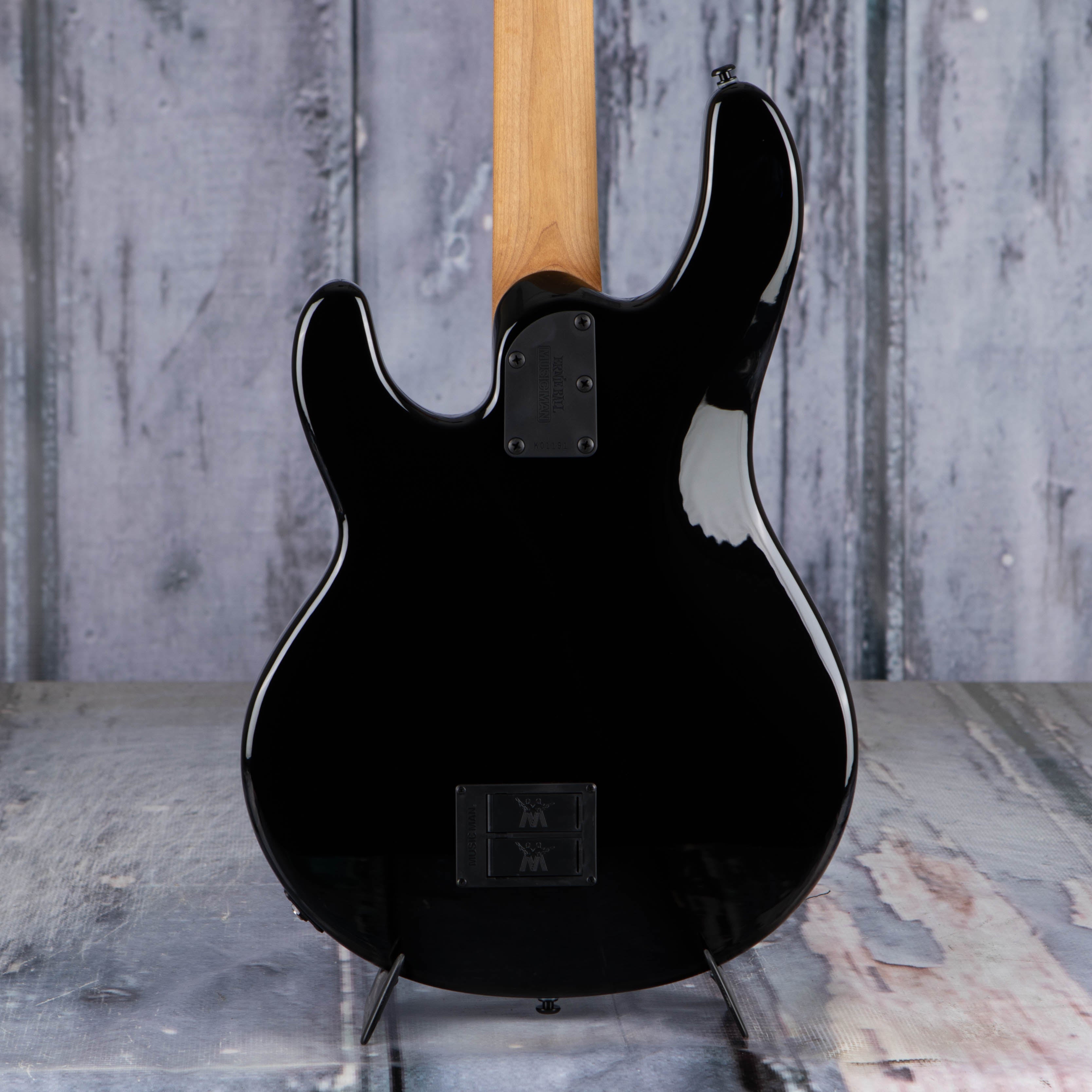Ernie Ball Music Man StingRay Special Bass Guitar, Black, back closeup
