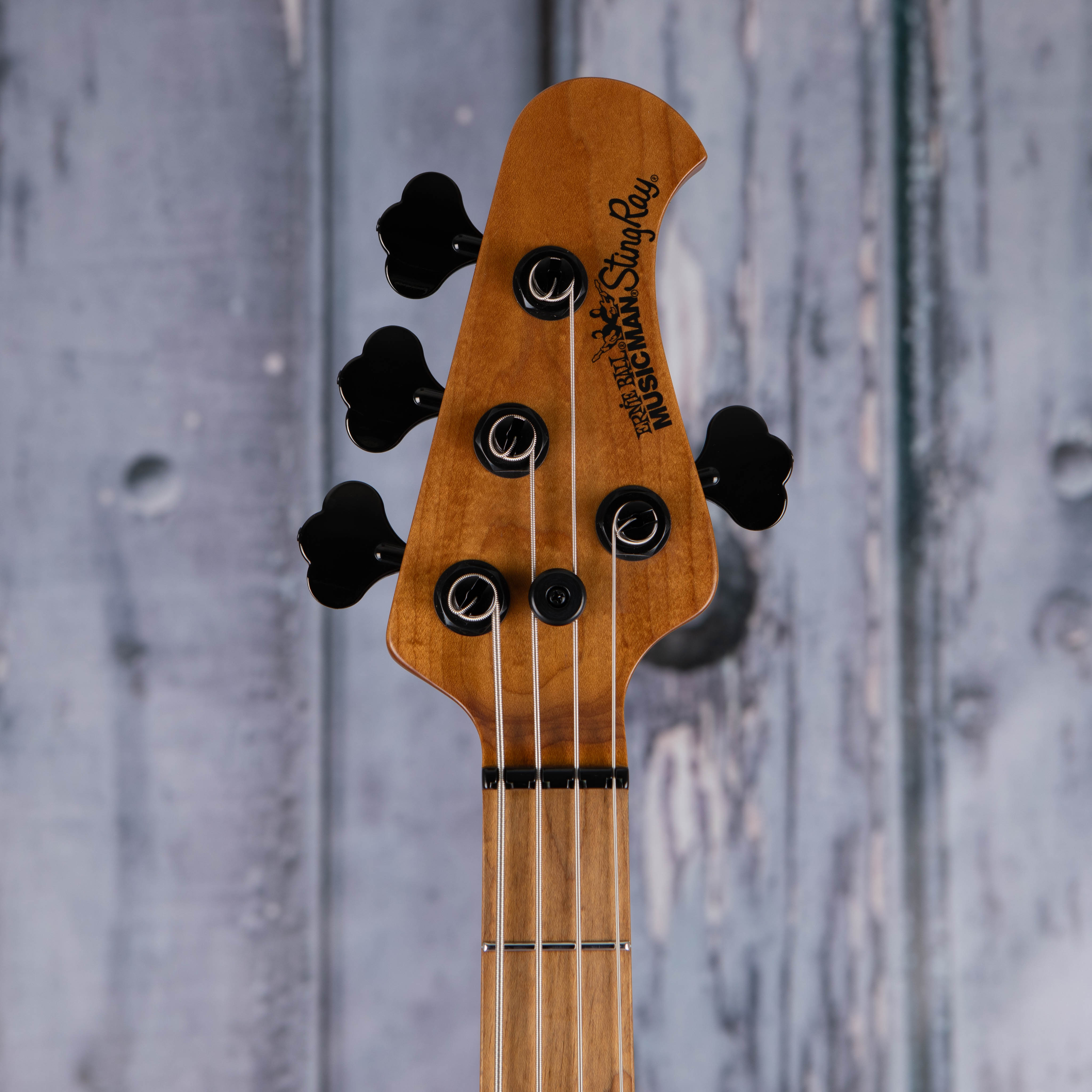 Ernie Ball Music Man StingRay Special Bass Guitar, Black, front headstock