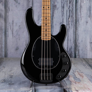 Ernie Ball Music Man StingRay Special Bass Guitar, Black, front closeup