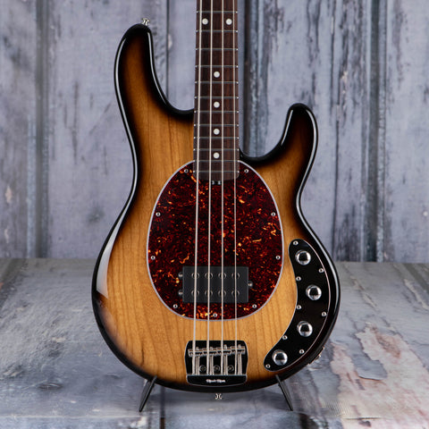 Ernie Ball Music Man StingRay Special Electric Bass Guitar, Burnt Ends, front closeup