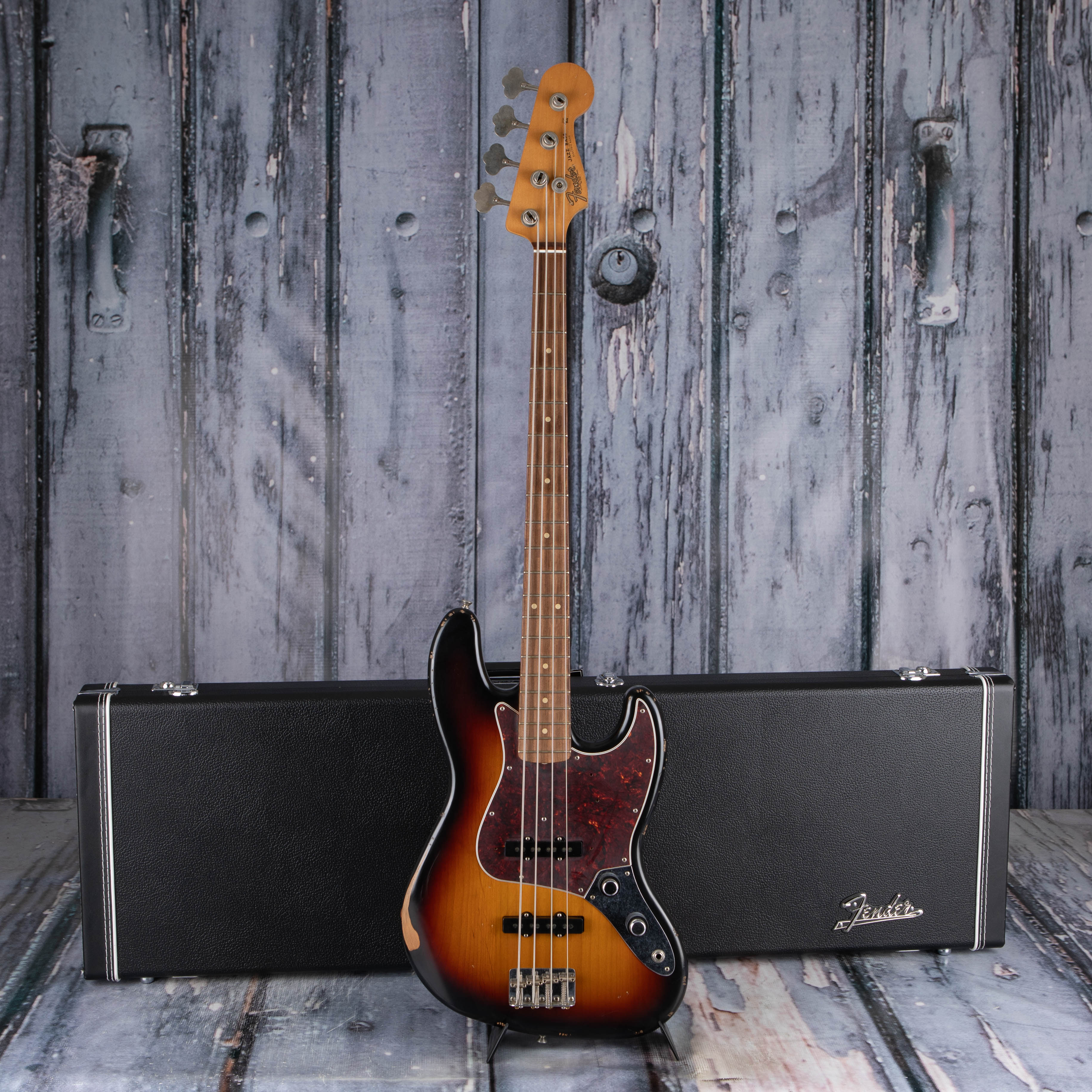 Fender 60th Anniversary Road Worn Jazz Bass Guitar, 3-Color Sunburst, case