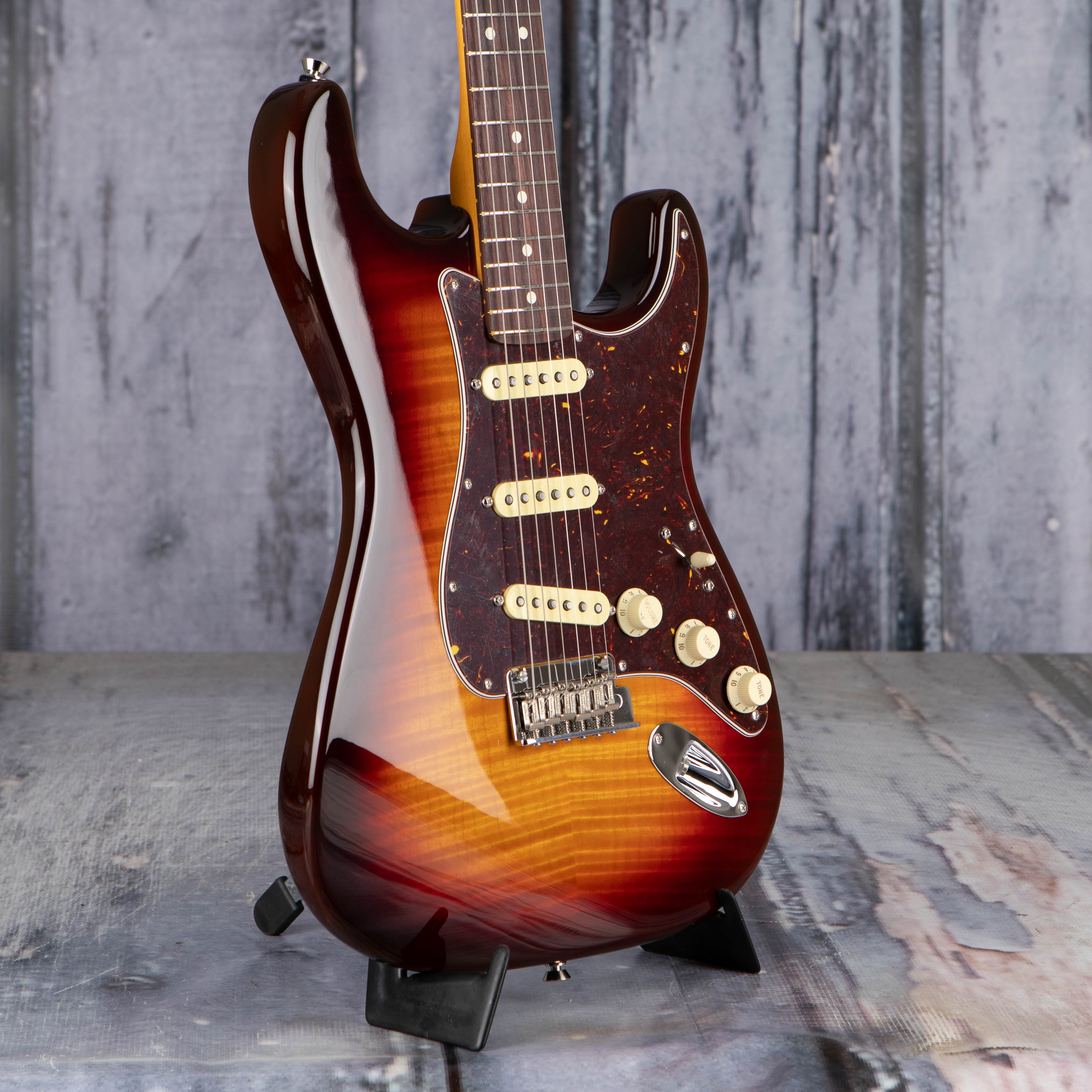 Fender 70th Anniversary American Professional II Stratocaster Electric Guitar, Comet Burst, angle