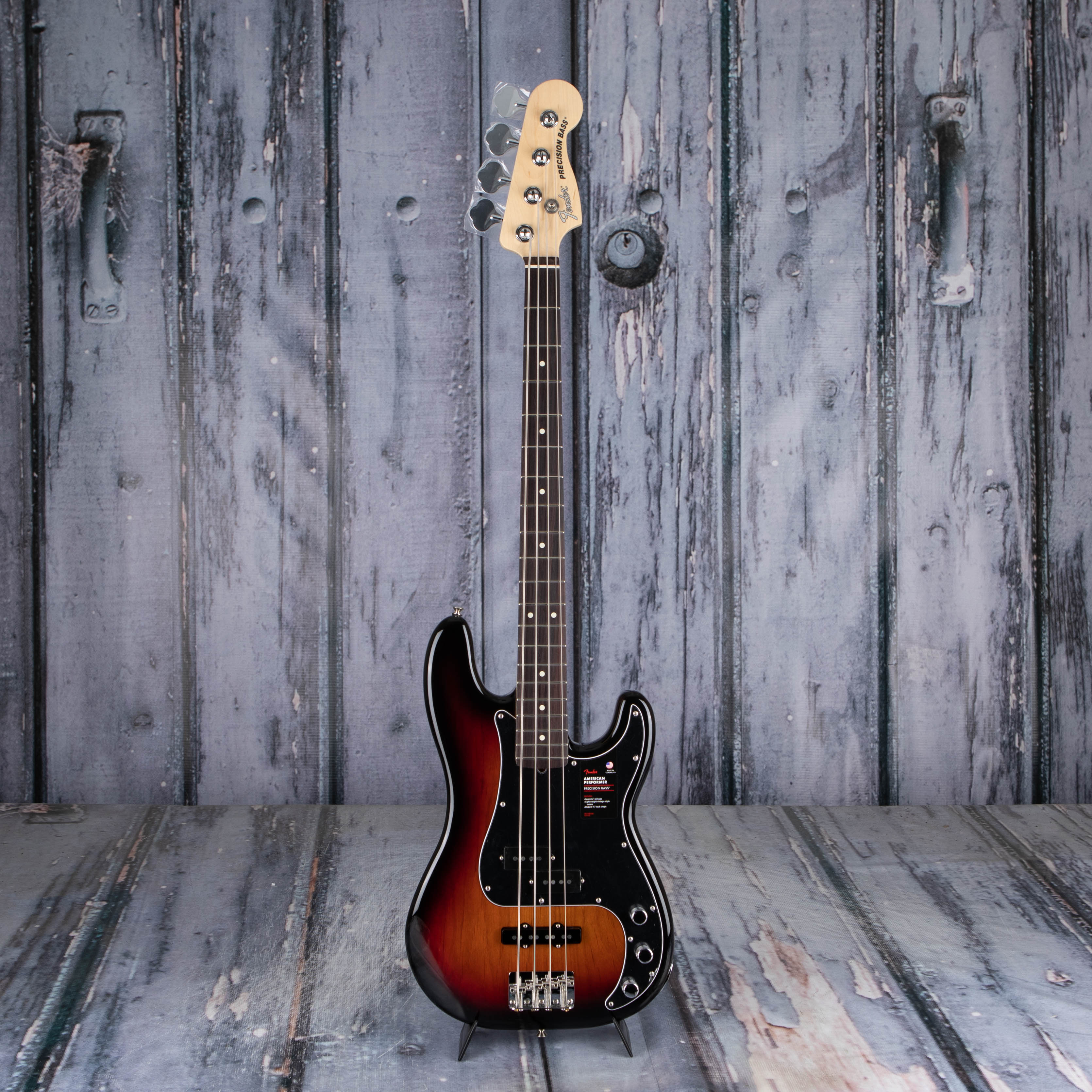 Fender American Performer Precision Bass Guitar, 3-Color Sunburst, front