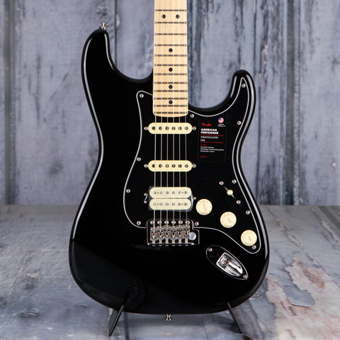 Fender American Performer Stratocaster Electric Guitar, Black, front closeup