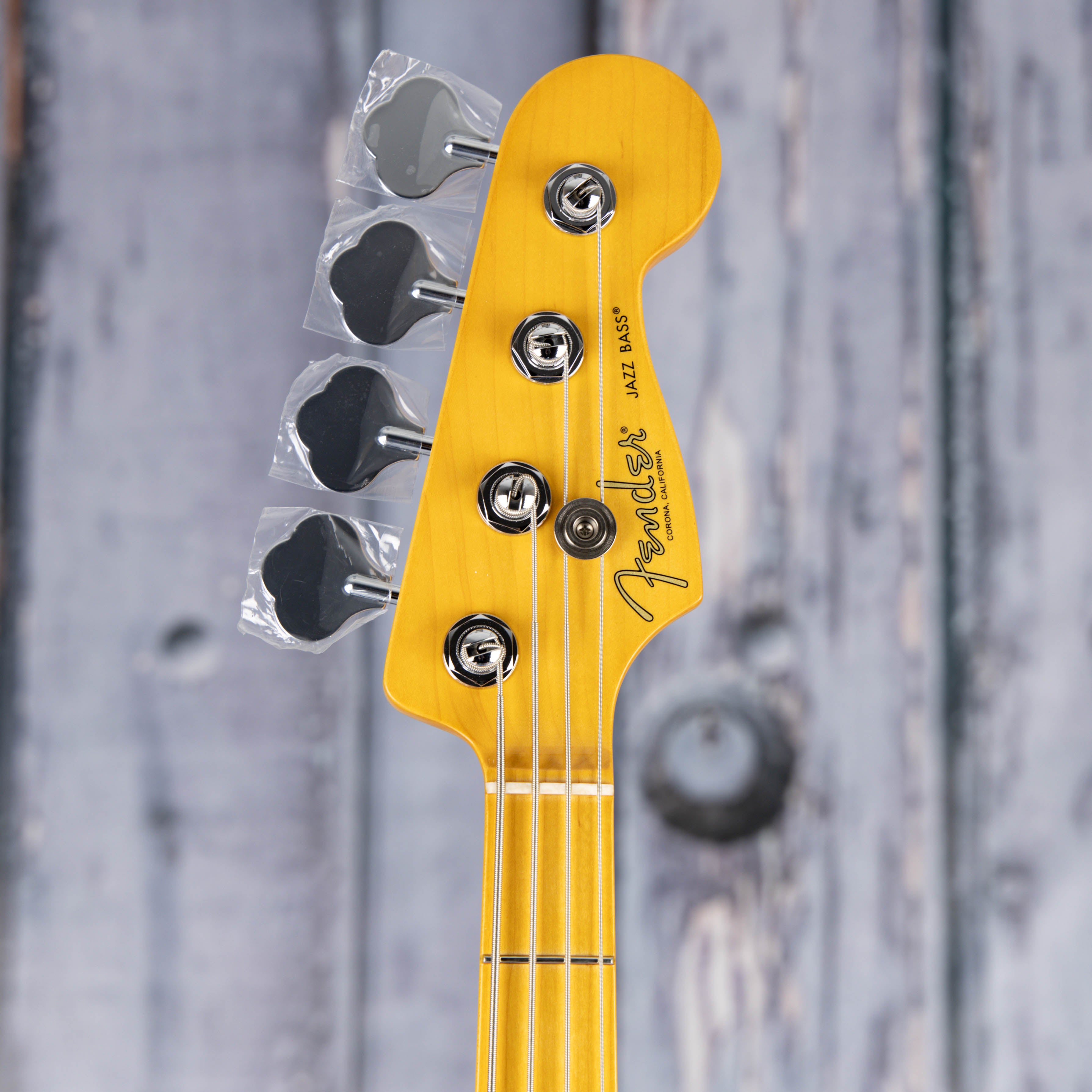 Fender American Professional II Jazz Bass Electric Guitar, Dark Night, front headstock