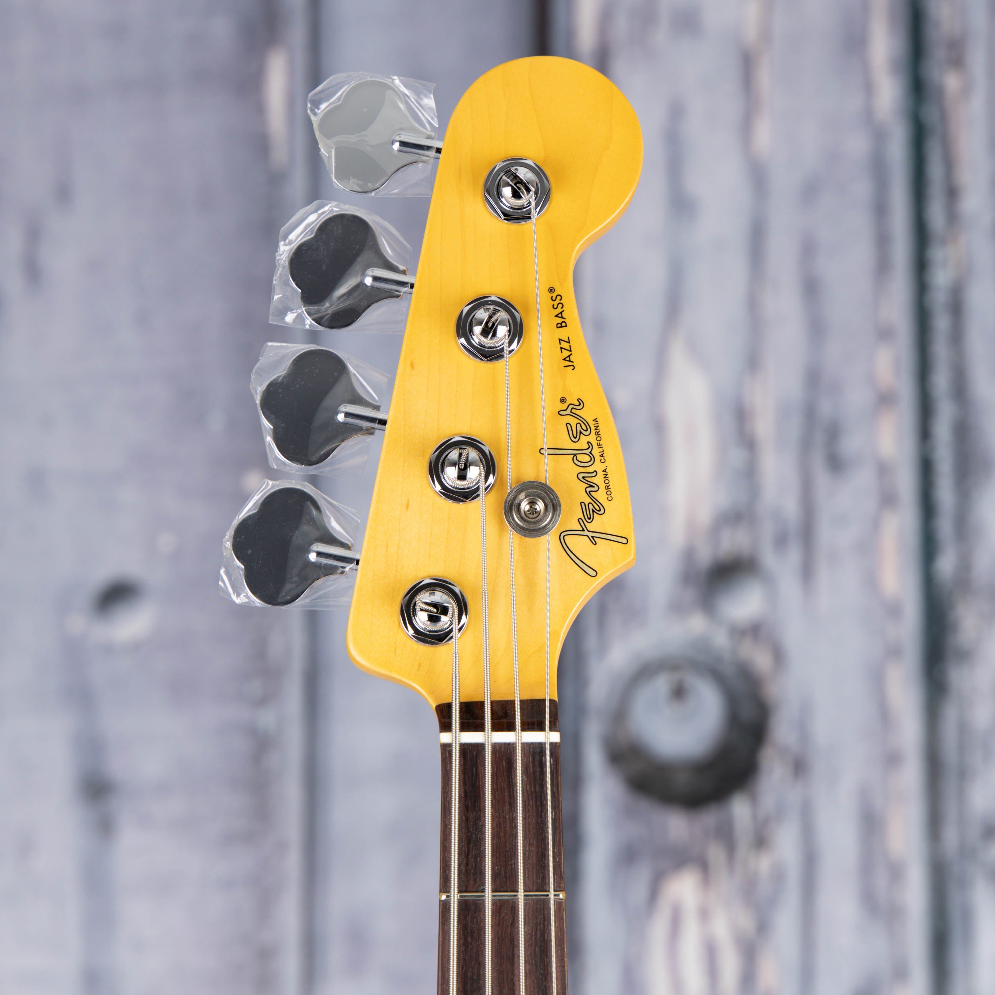 Fender American Professional II Jazz Bass Guitar, Olympic White, front headstock