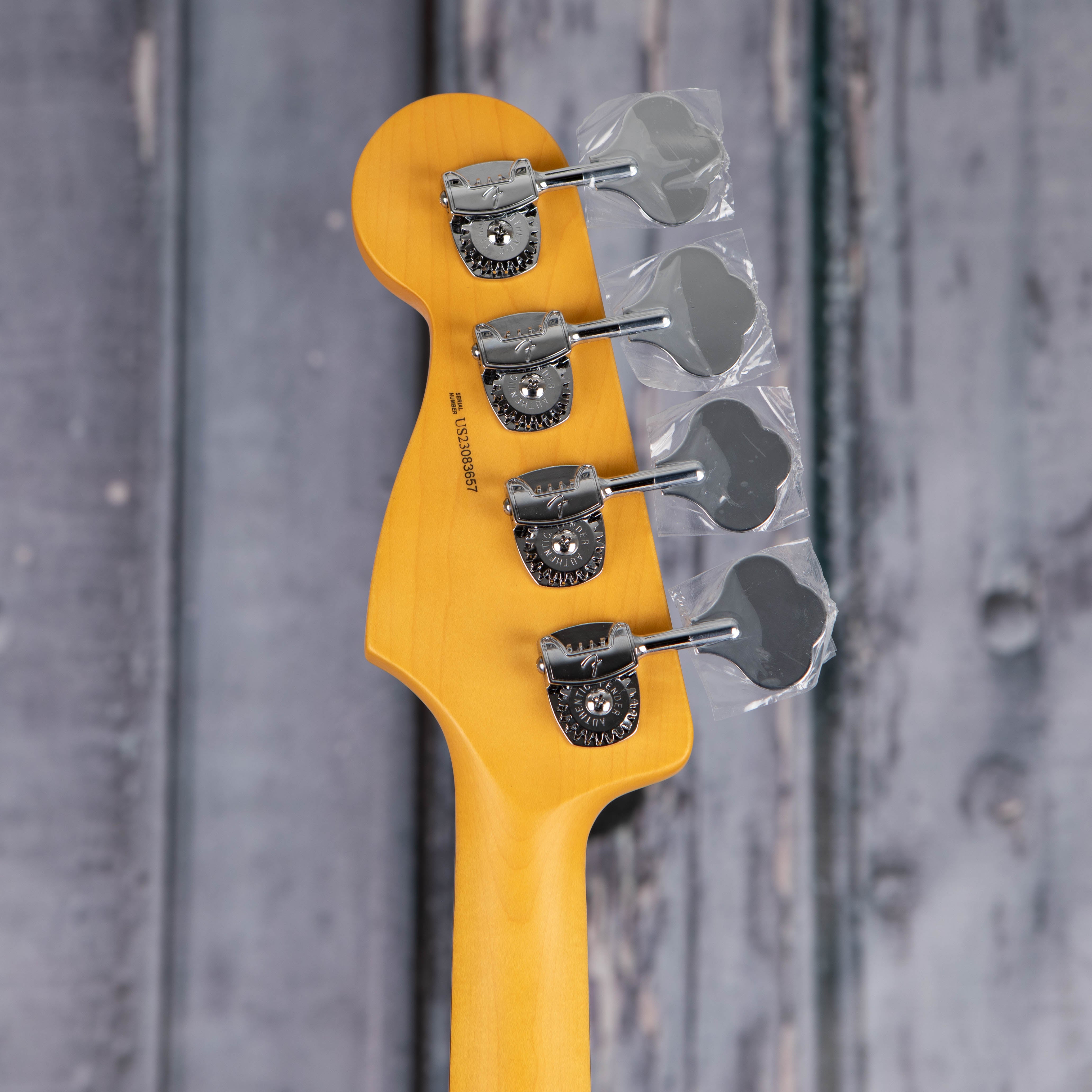 Fender American Professional II Jazz Bass Guitar, Olympic White, back headstock