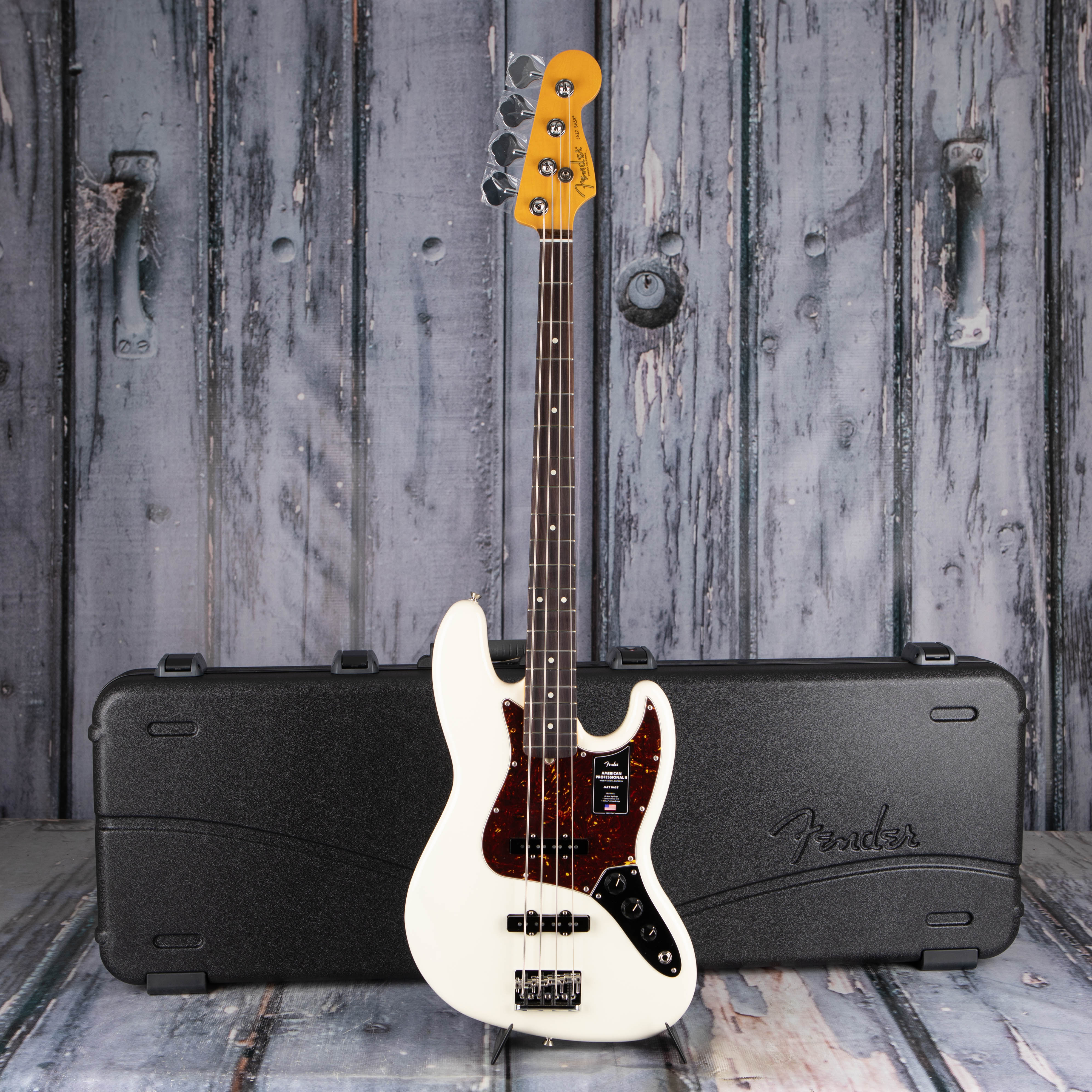 Fender American Professional II Jazz Bass Guitar, Olympic White, case