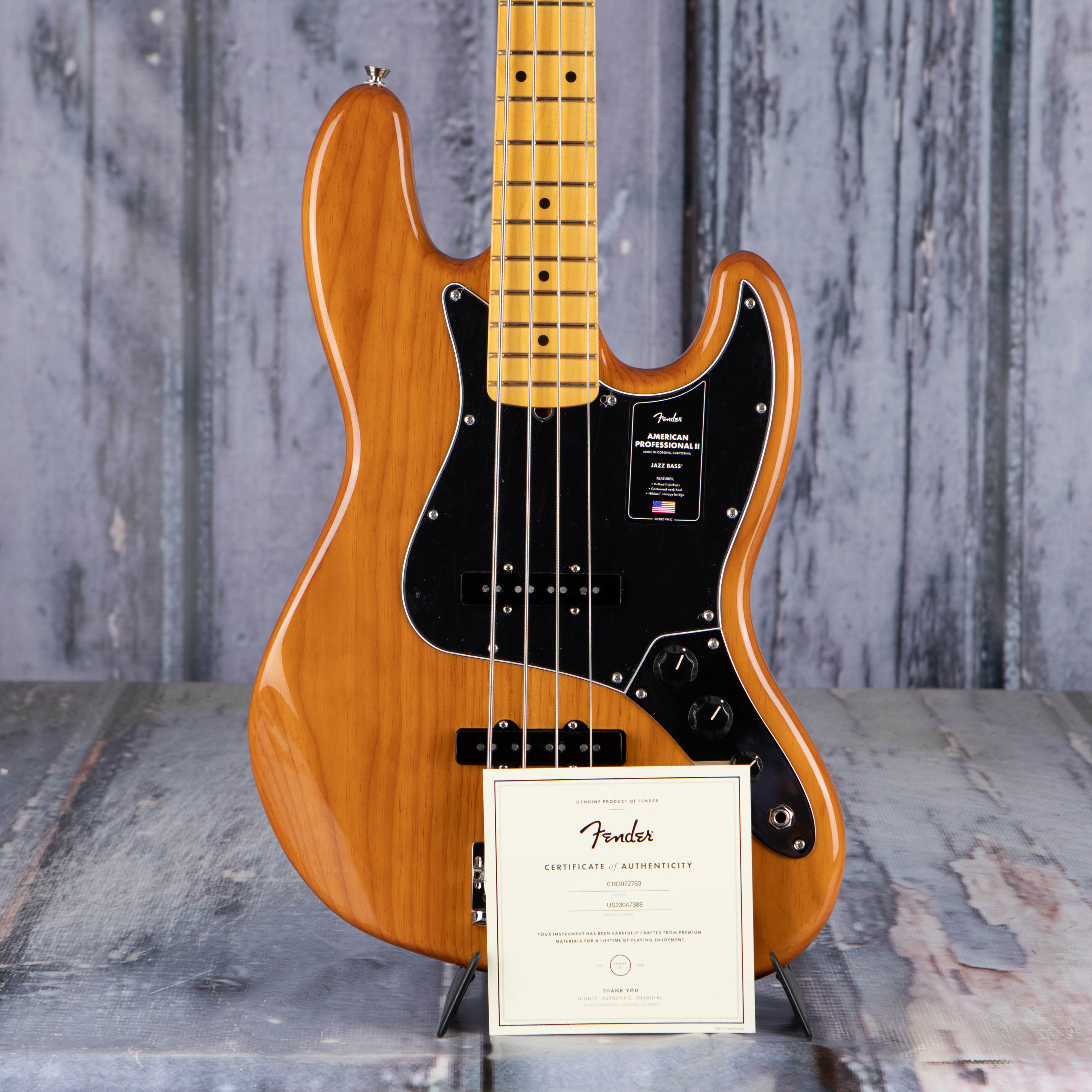 Fender American Professional II Jazz Bass Guitar, Roasted Pine, coa