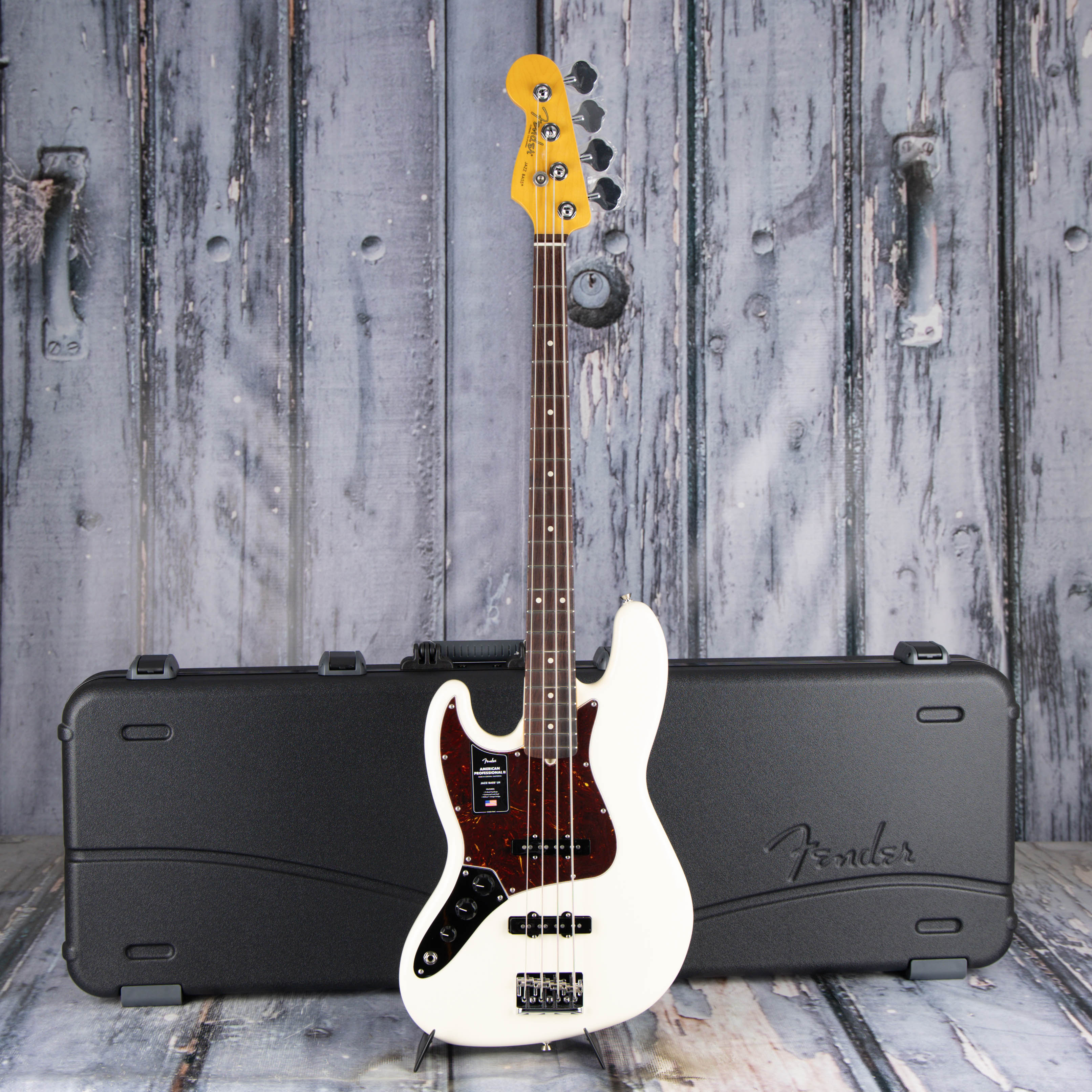 Fender American Professional II Jazz Bass Left-Handed Guitar, Olympic White, case