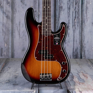 Fender American Professional II Precision Bass Guitar, 3-Color Sunburst, front closeup