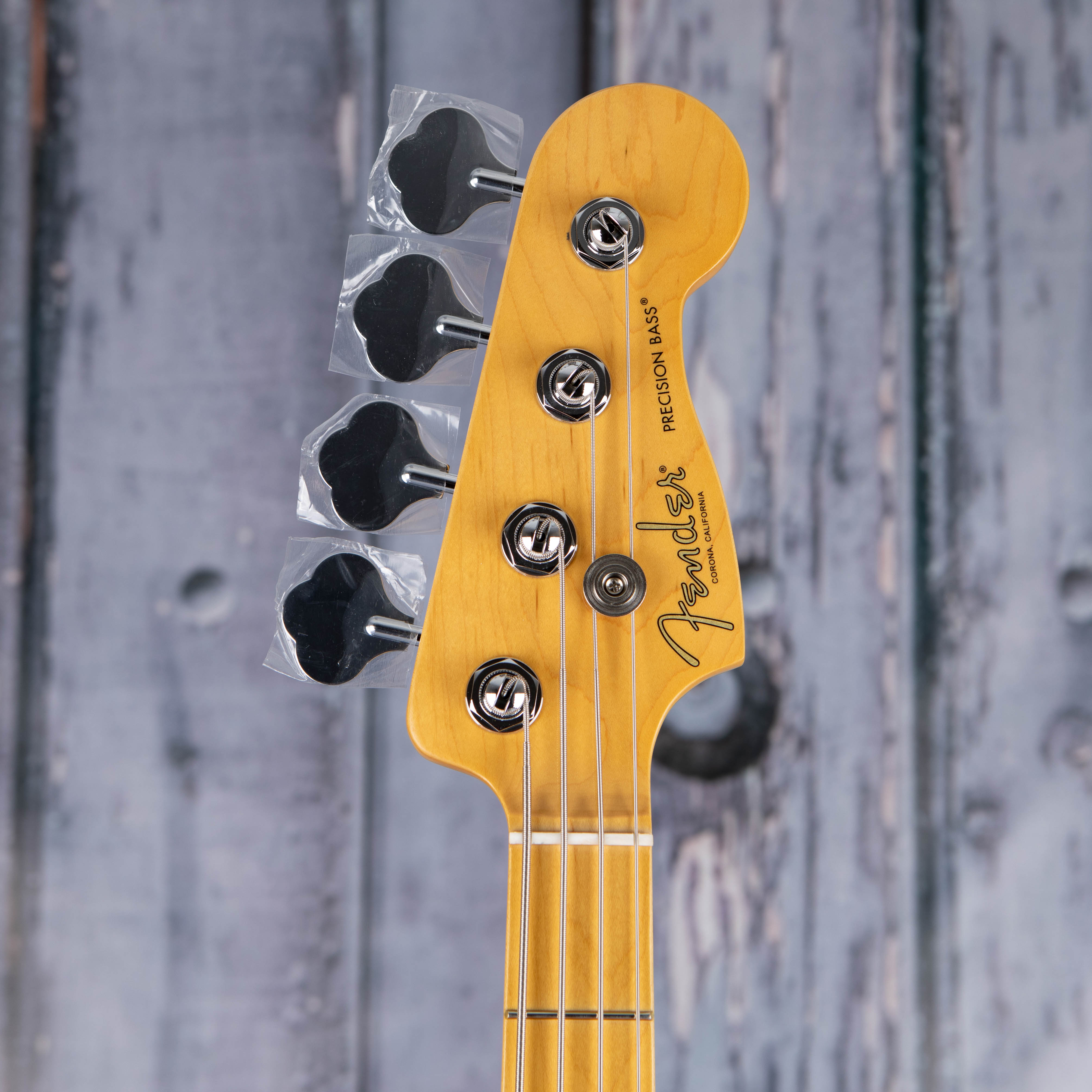 Fender American Professional II Precision Bass Guitar, Black, front headstock