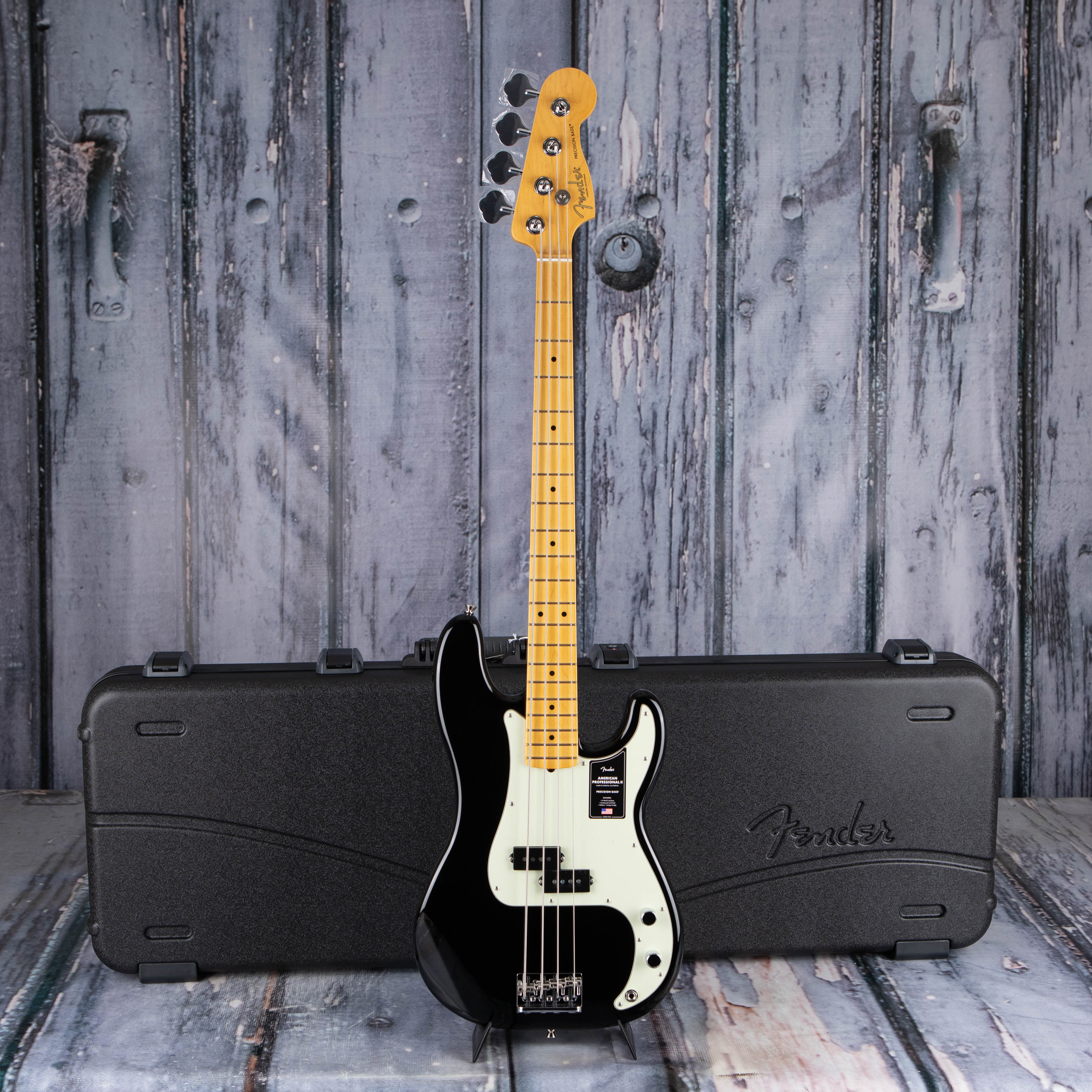 Fender American Professional II Precision Bass Guitar, Black, case