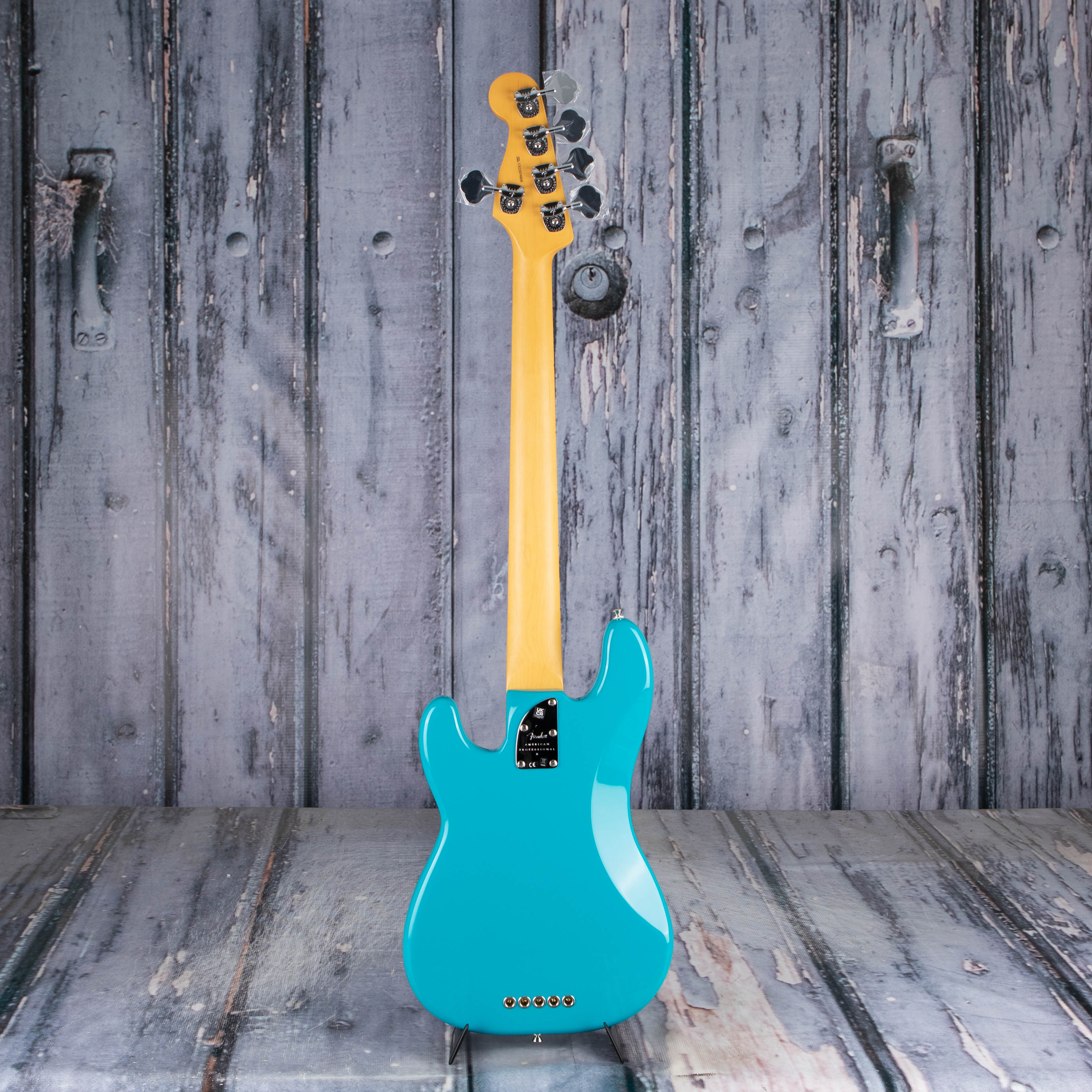 Fender American Professional II Precision Bass V 5-String Bass Guitar, Miami Blue, back