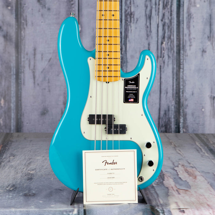 Fender American Professional II Precision Bass V 5-String, Miami Blue