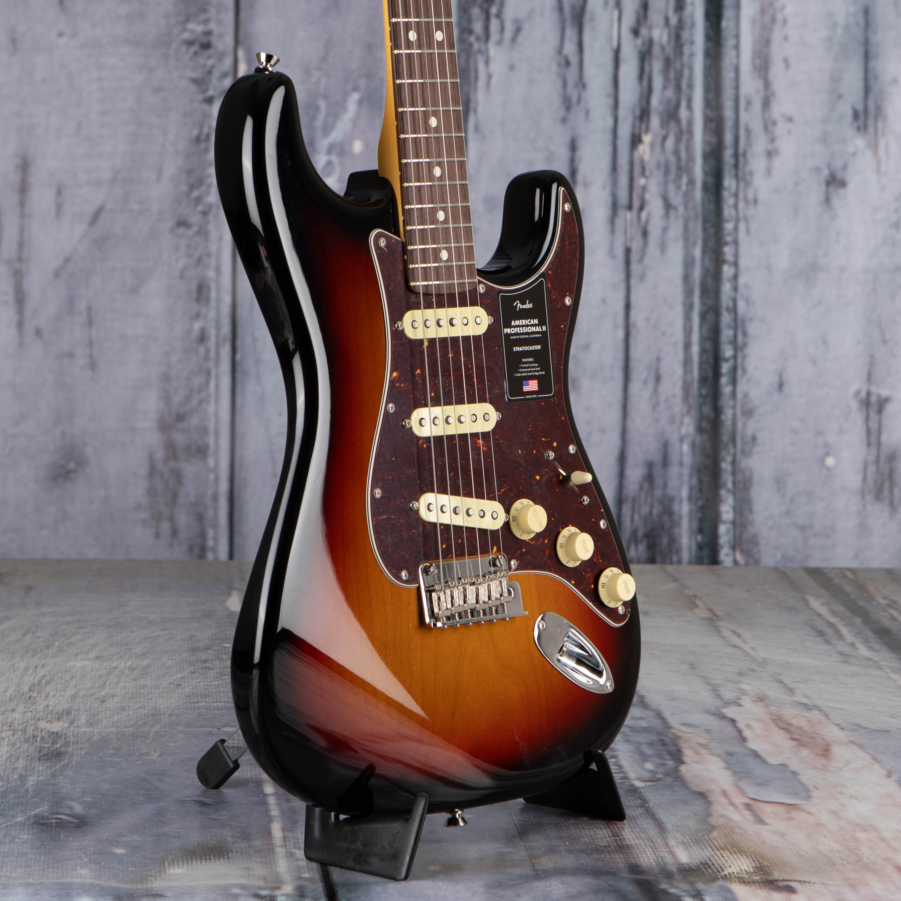 Fender American Professional II Stratocaster Electric Guitar, 3-Color Sunburst, angle