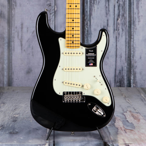 Fender American Professional II Stratocaster Electric Guitar, Black, front closeup