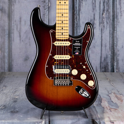 Fender American Professional II Stratocaster Electric Guitar, HSS, 3-Color Sunburst, front closeup