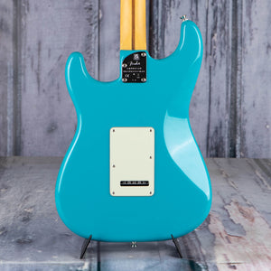 Fender American Professional II Stratocaster HSS Electric Guitar, Miami Blue, back closeup