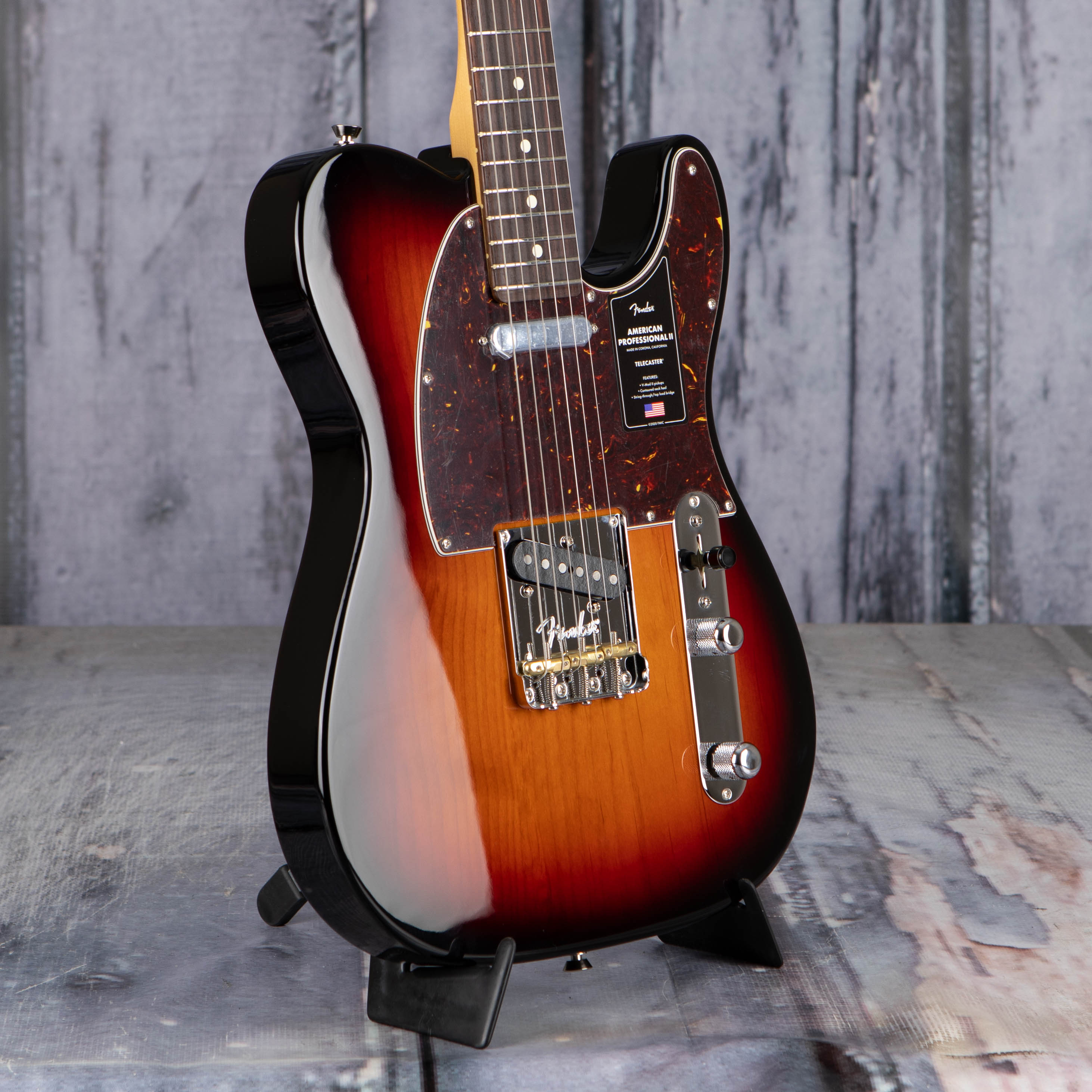 Fender American Professional II Telecaster Electric Guitar, 3-Color Sunburst, angle
