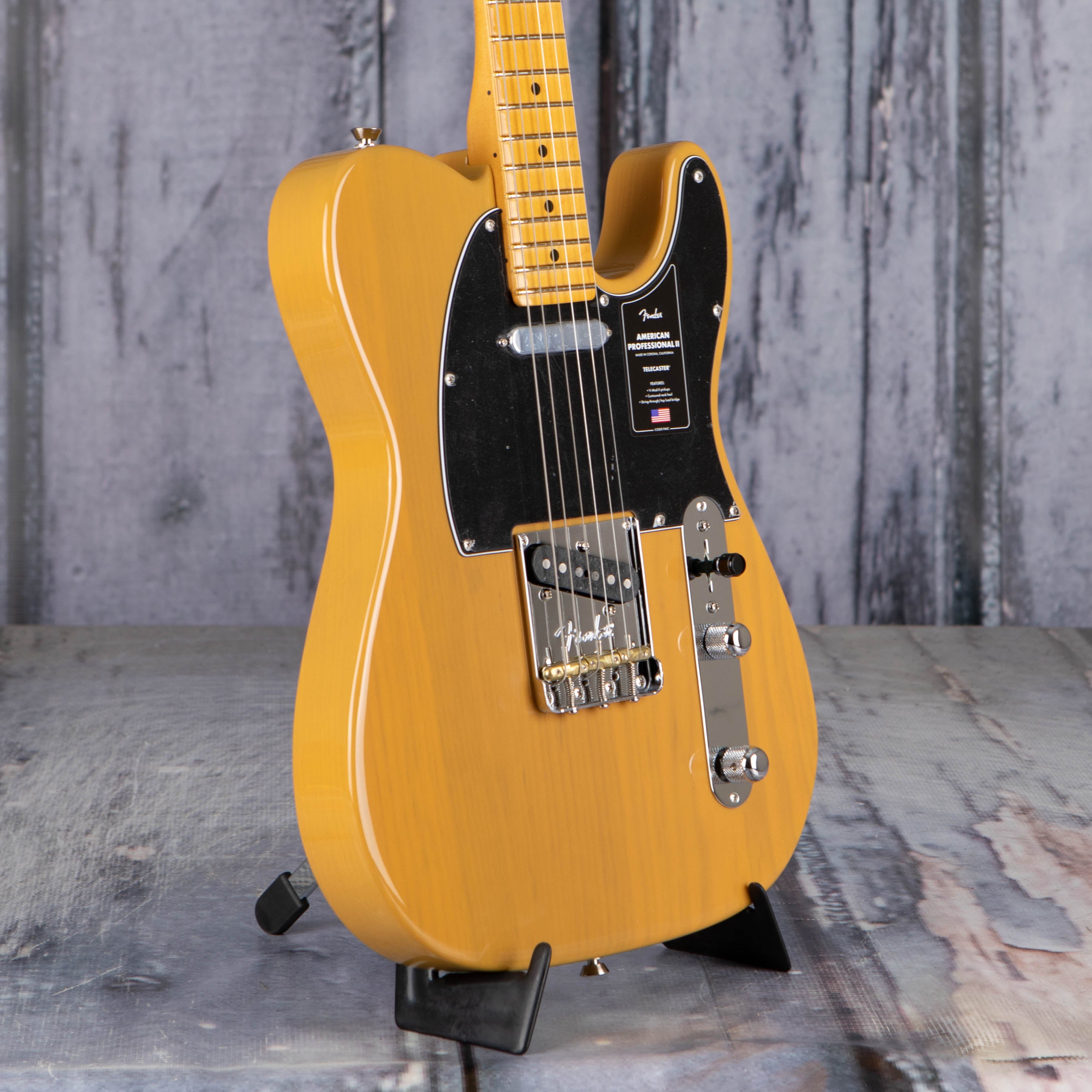 Fender American Professional II Telecaster Electric Guitar, Butterscotch Blonde, angle