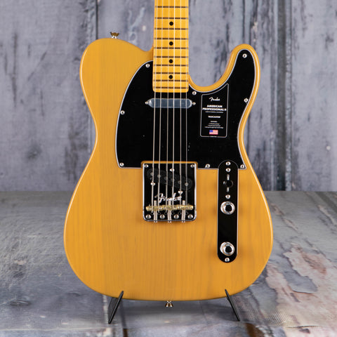 Fender American Professional II Telecaster Electric Guitar, Butterscotch Blonde, front closeup