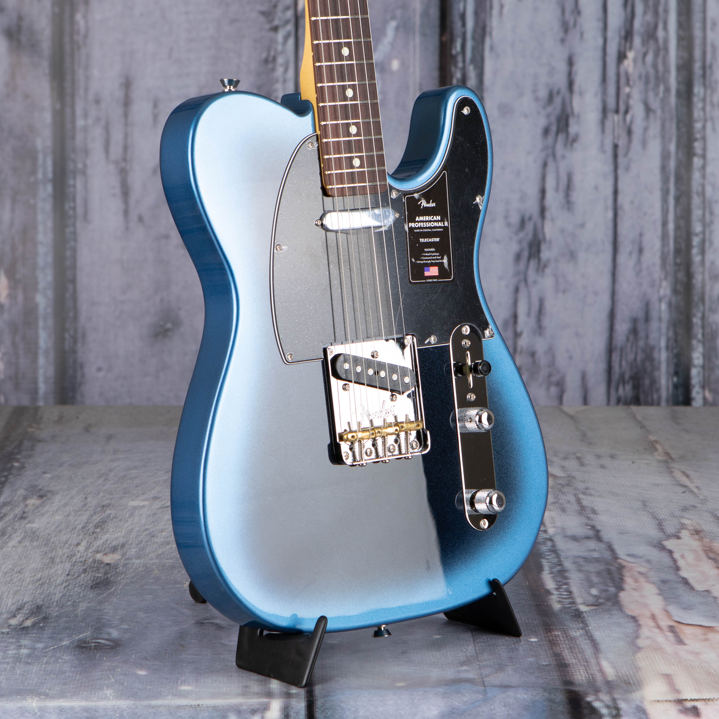 Fender American Professional II Telecaster Electric Guitar, Dark Night, angle