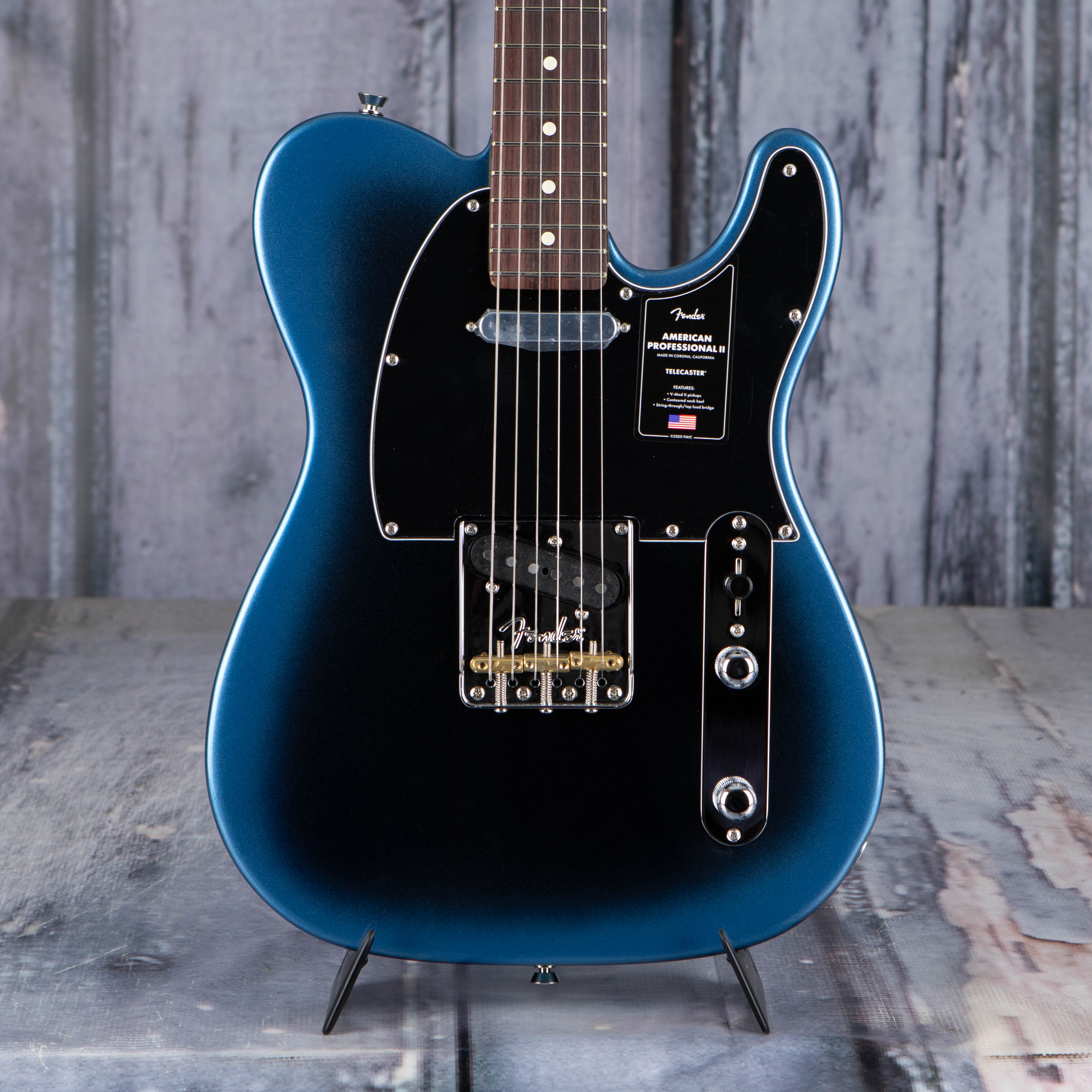 Fender American Professional II Telecaster Electric Guitar, Dark Night, front closeup