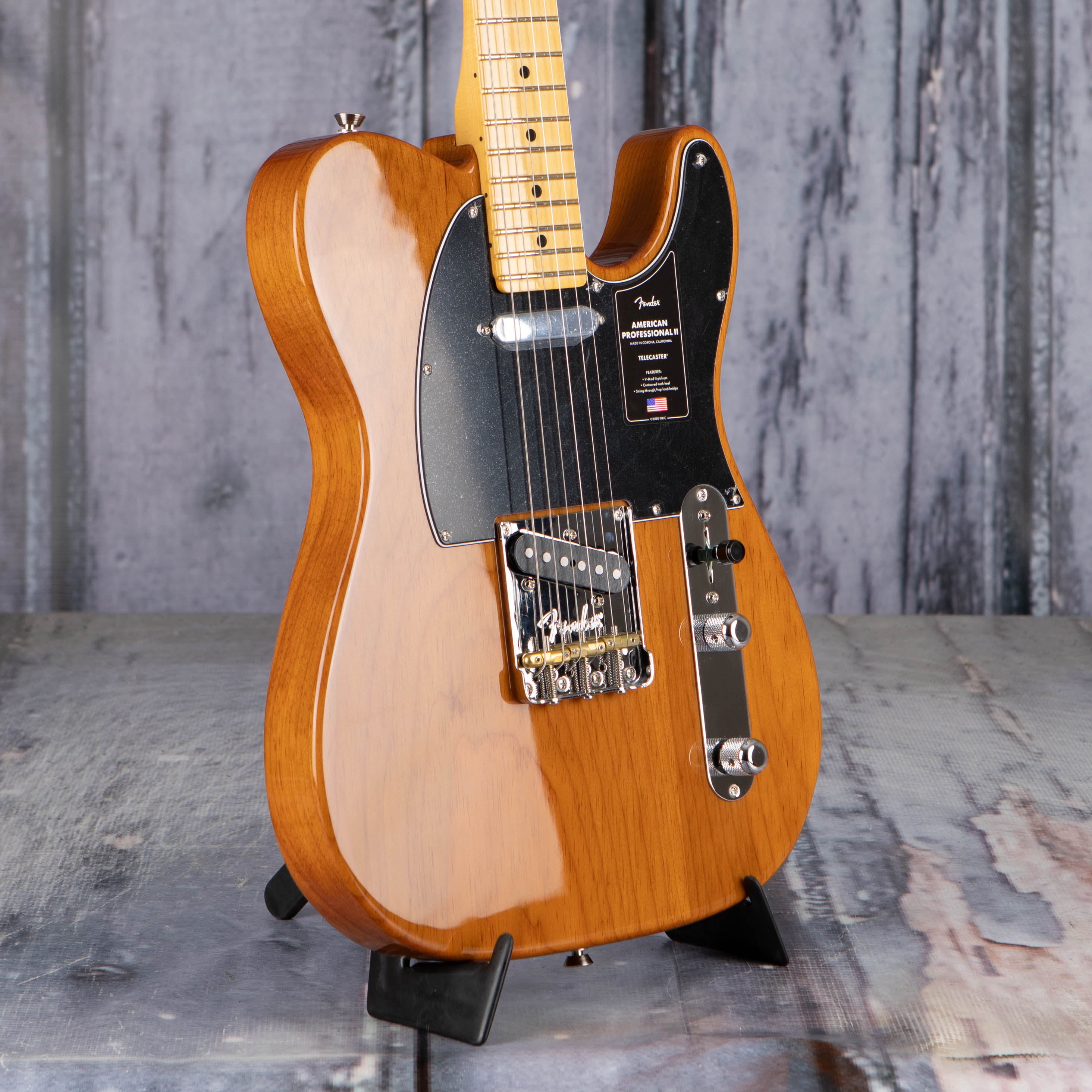 Fender American Professional II Telecaster Electric Guitar, Roasted Pine, angle
