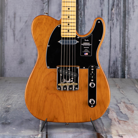 Fender American Professional II Telecaster Electric Guitar, Roasted Pine, front closeup