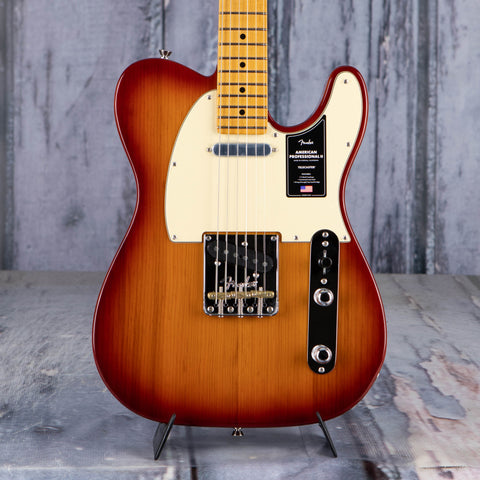 Fender American Professional II Telecaster Electric Guitar, Sienna Sunburst, front closeup