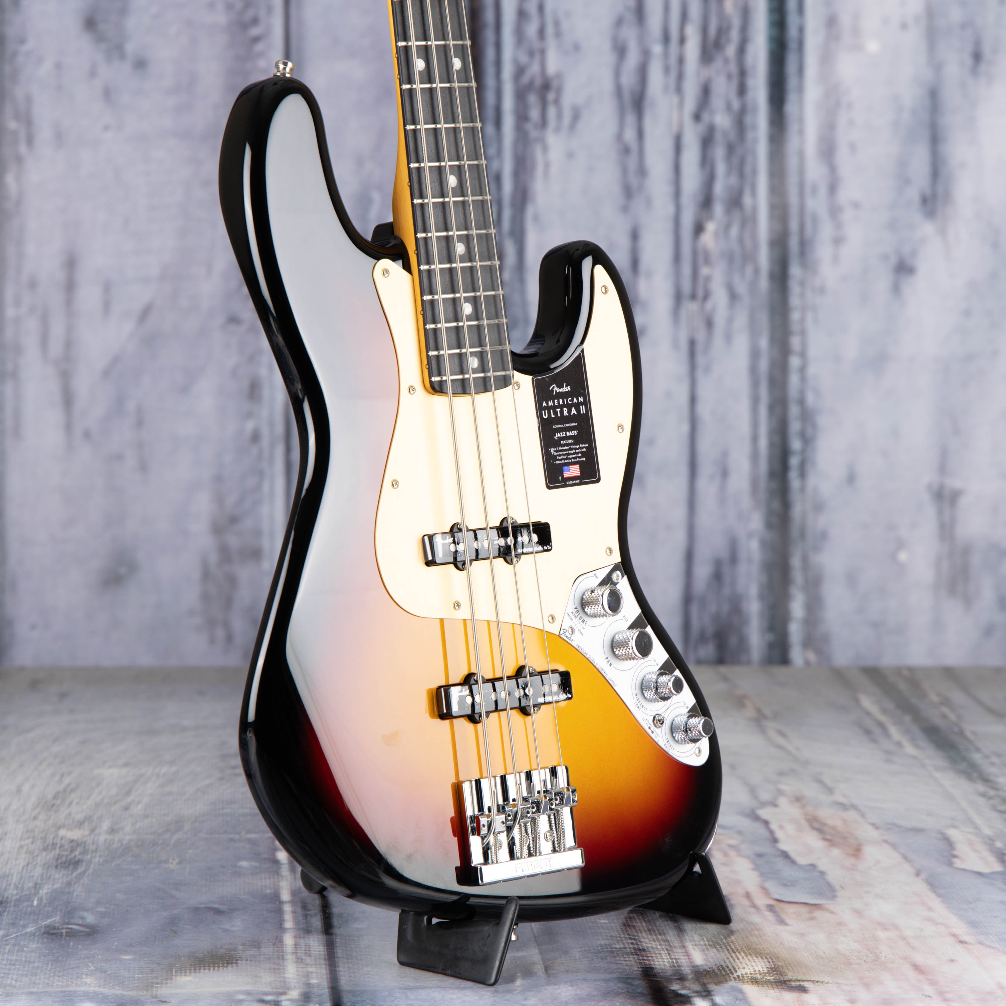 Fender American Ultra II Jazz Bass Guitar, Ultraburst, angle