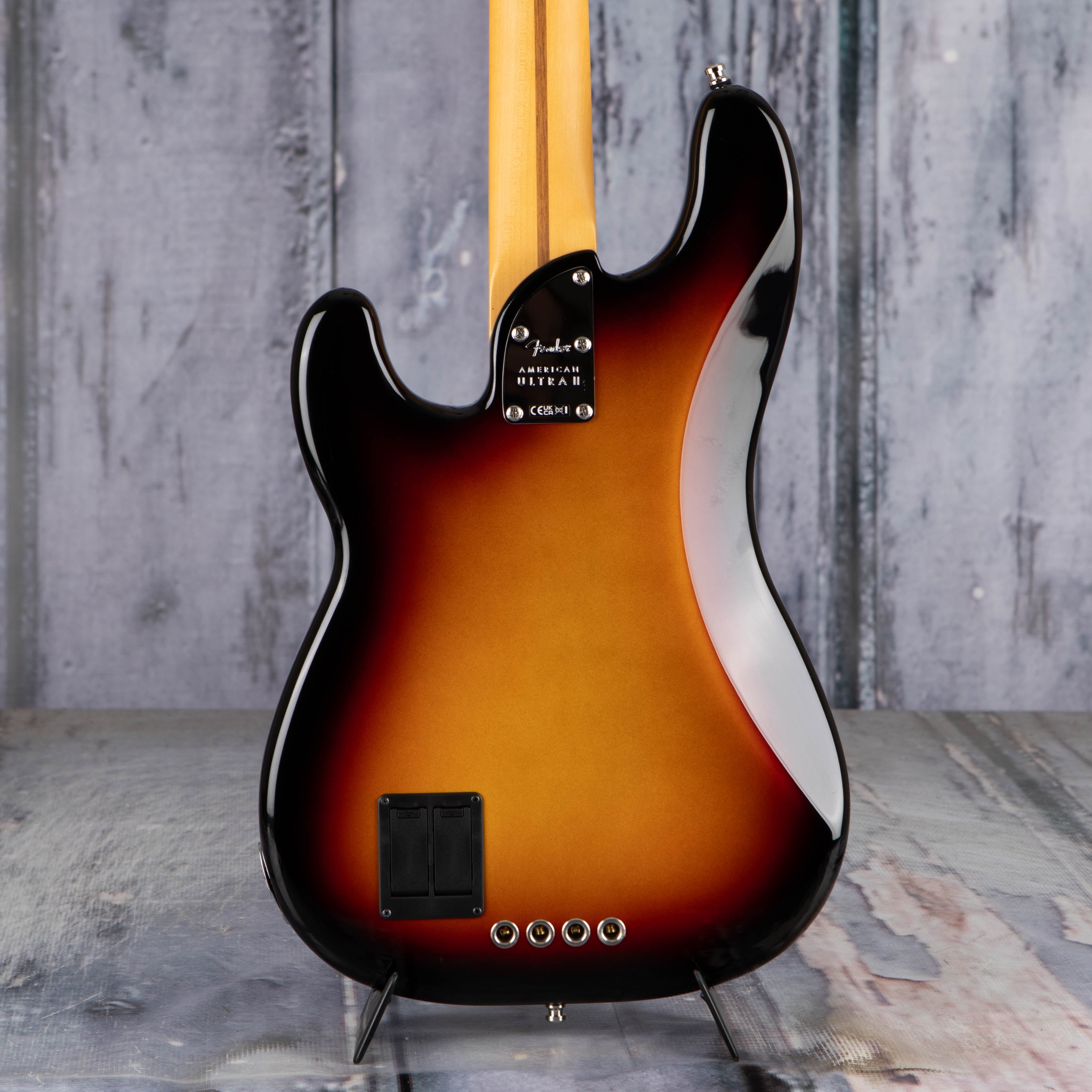 Fender American Ultra II Precision Bass Guitar, Ultraburst, back closeup