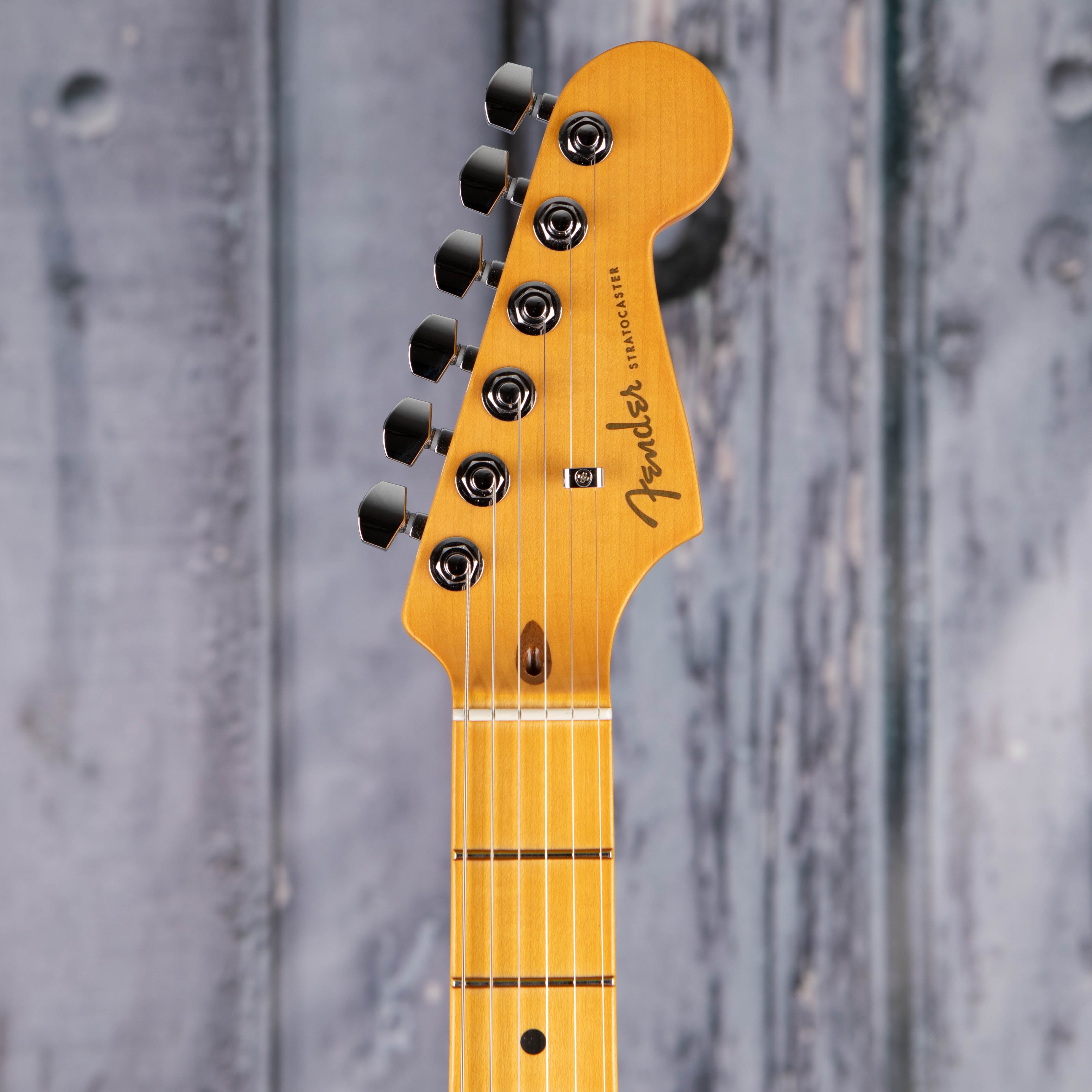 Fender American Ultra II Stratocaster Electric Guitar, Sinister Red, front headstock