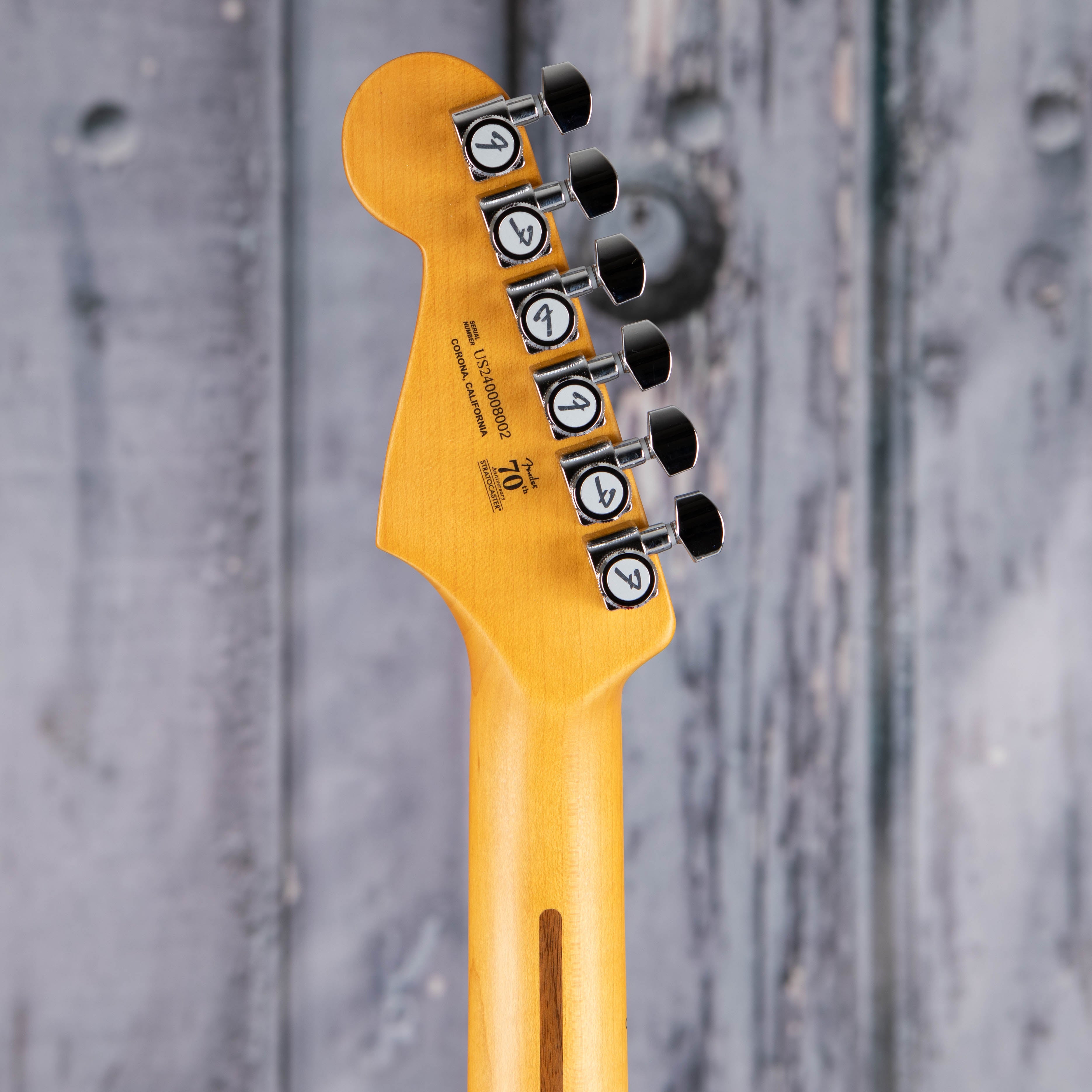Fender American Ultra II Stratocaster Electric Guitar, Sinister Red, back headstock