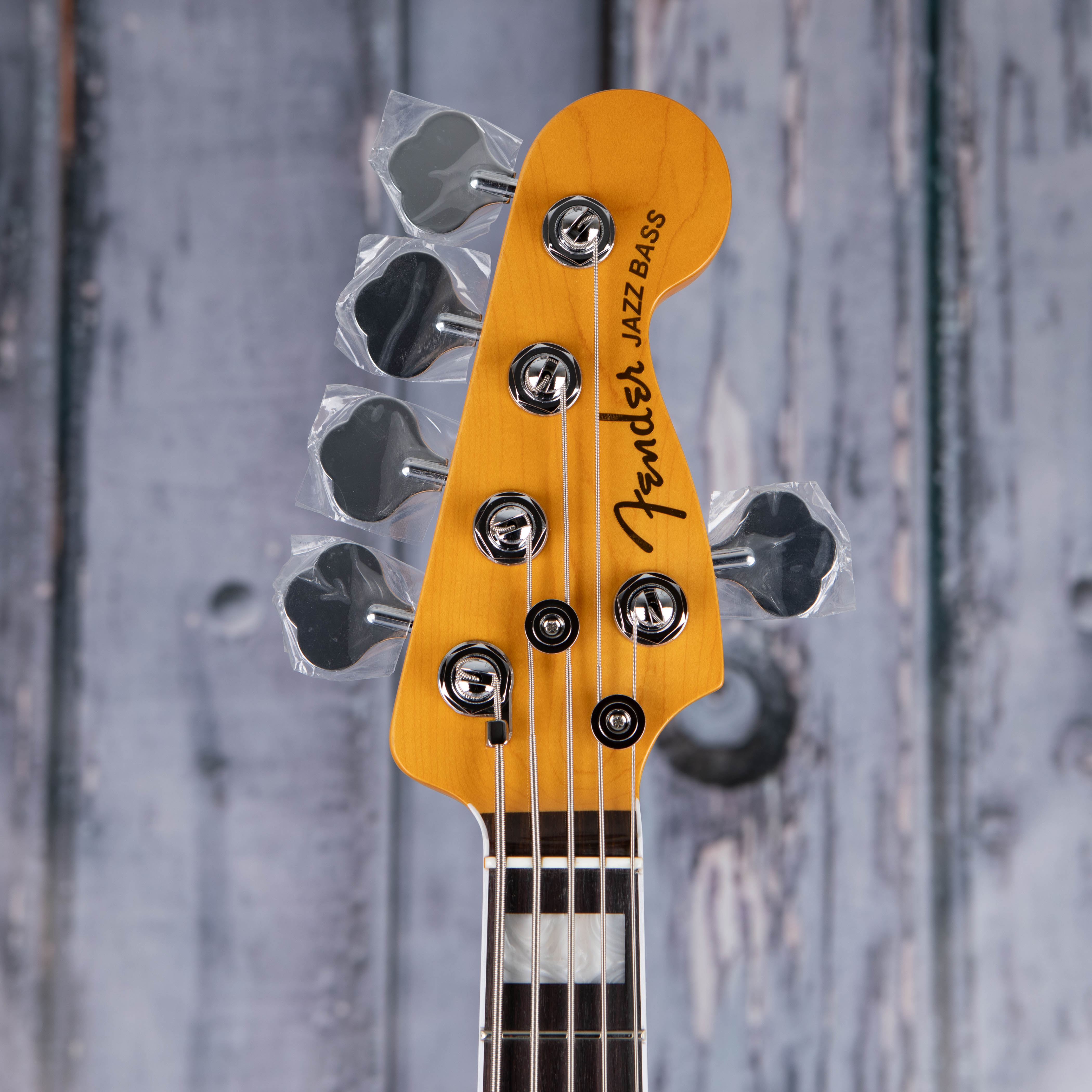Fender American Ultra Jazz Bass V 5-String Bass Guitar, Rosewood Fingerboard, Mocha Burst, front headstock