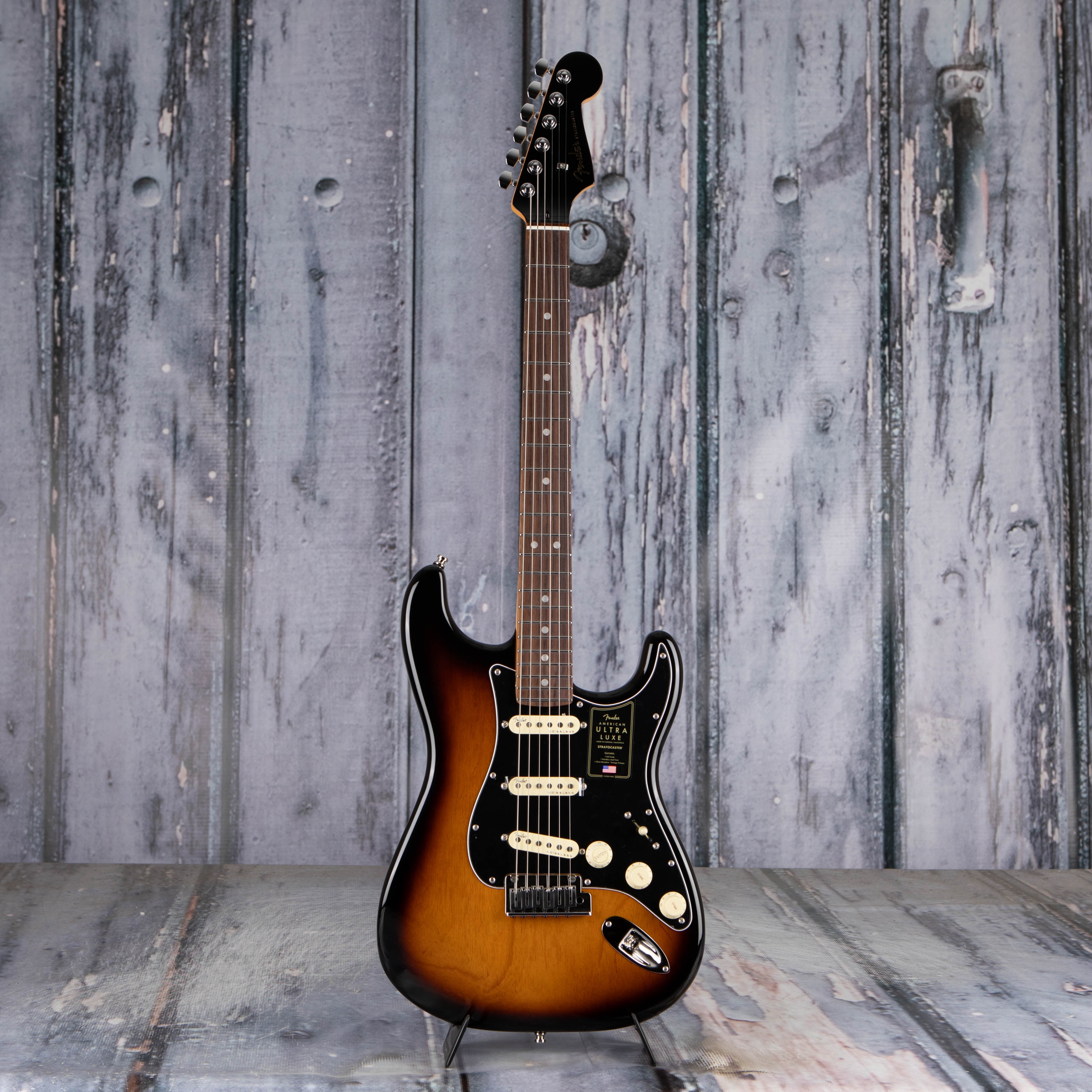Fender American Ultra Luxe Stratocaster Electric Guitar, Rosewood Fingerboard, 2-Color Sunburst, front