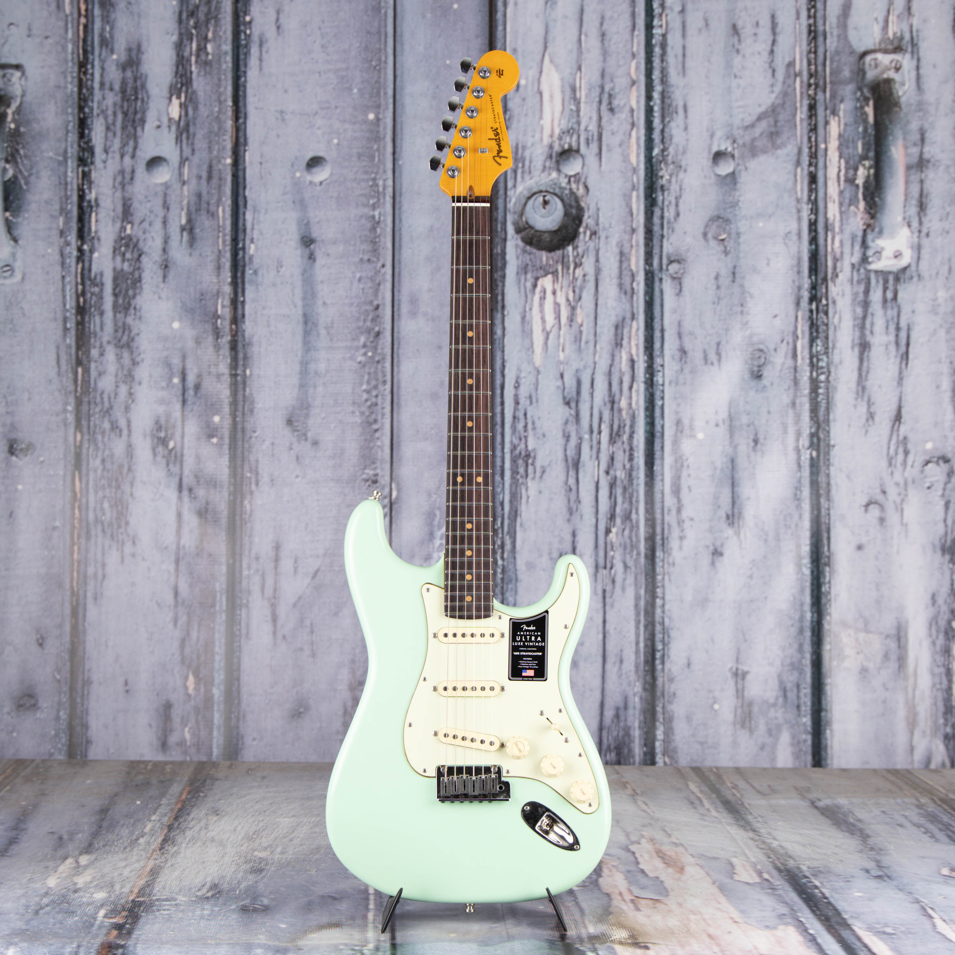 Fender American Ultra Luxe '60s Stratocaster Electric Guitar, Surf Green, front