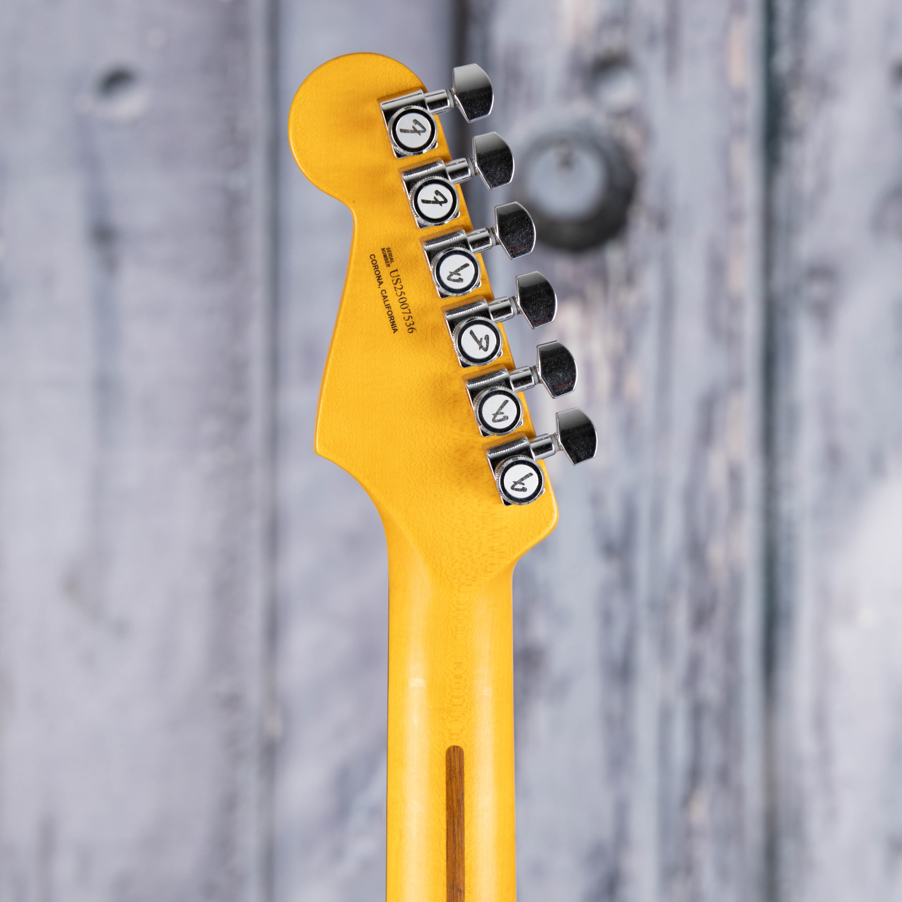 Fender American Ultra Luxe '60s Stratocaster Electric Guitar, Surf Green, back headstock