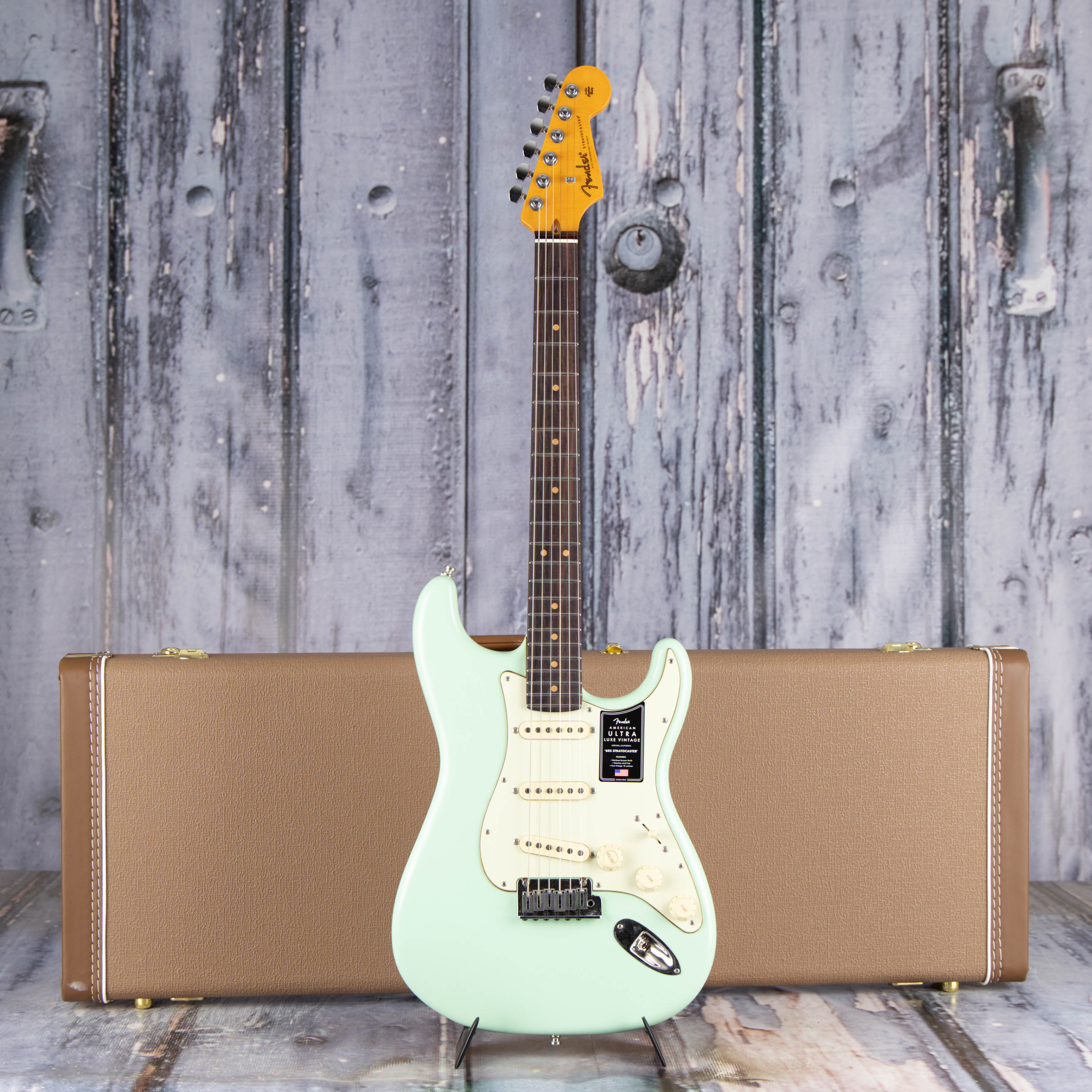 Fender American Ultra Luxe '60s Stratocaster Electric Guitar, Surf Green, case