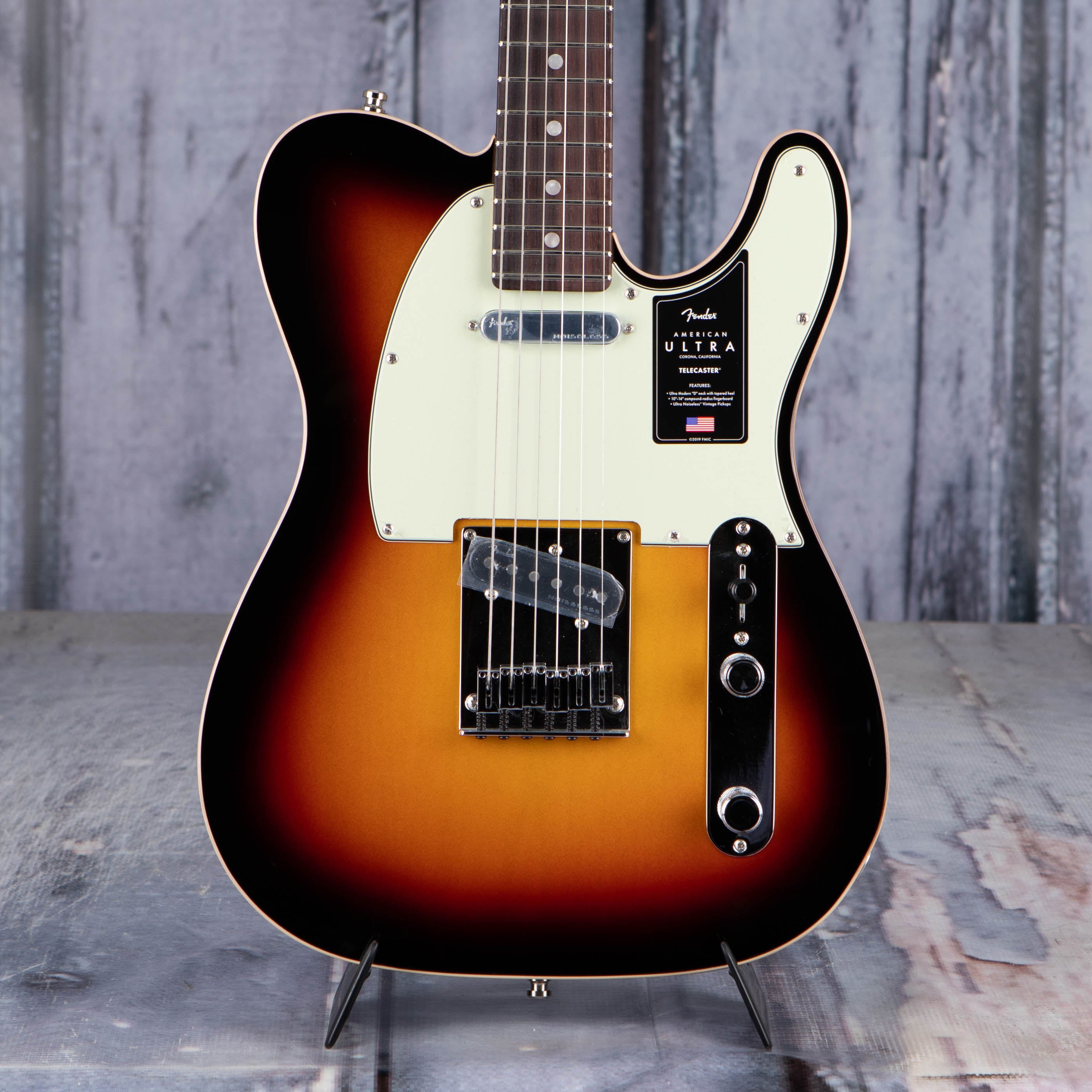 Fender American Ultra Telecaster Electric Guitar, Rosewood Fingerboard, Ultraburst, front closeup