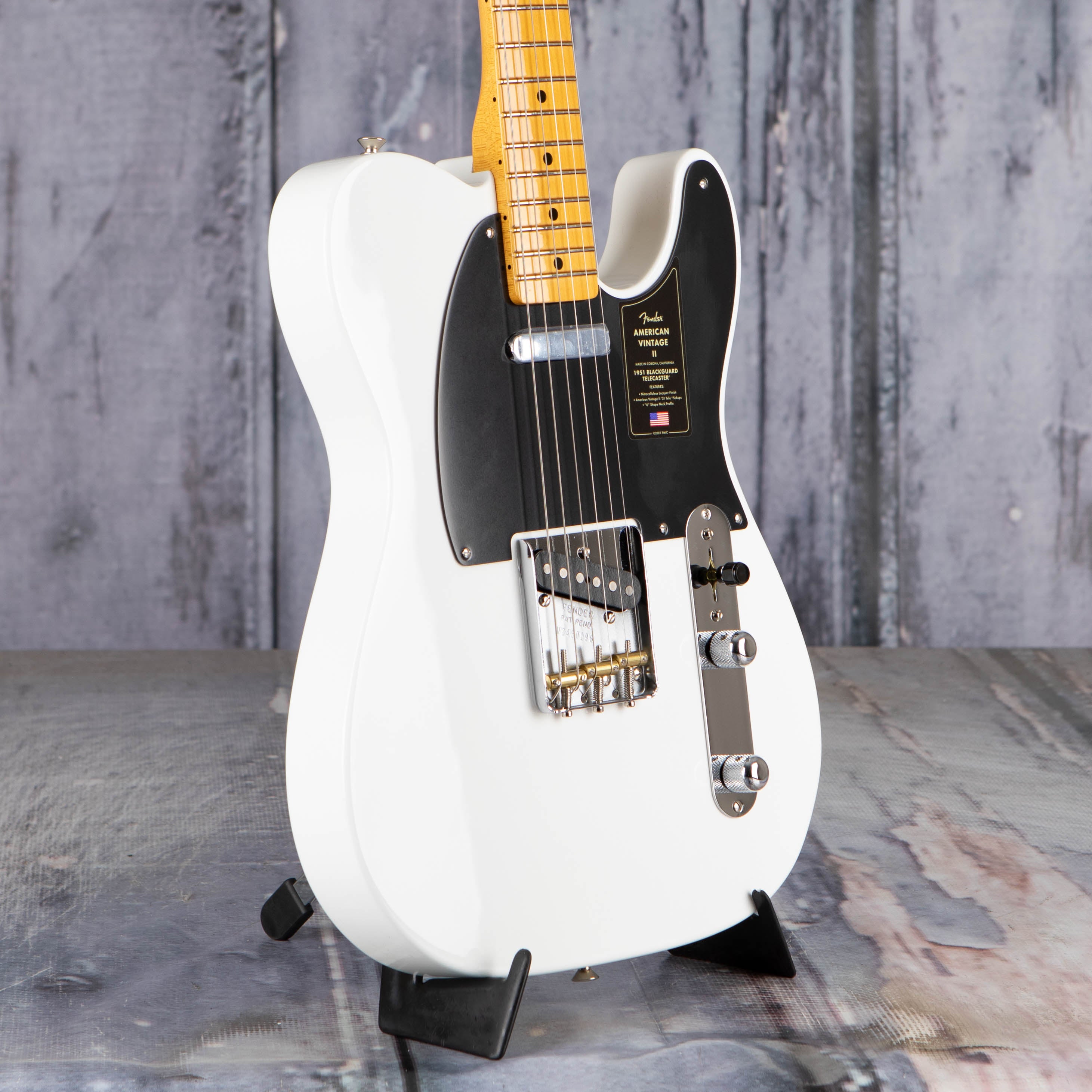 Fender American Vintage II 1951 Telecaster Electric Guitar, Prototype White, angle