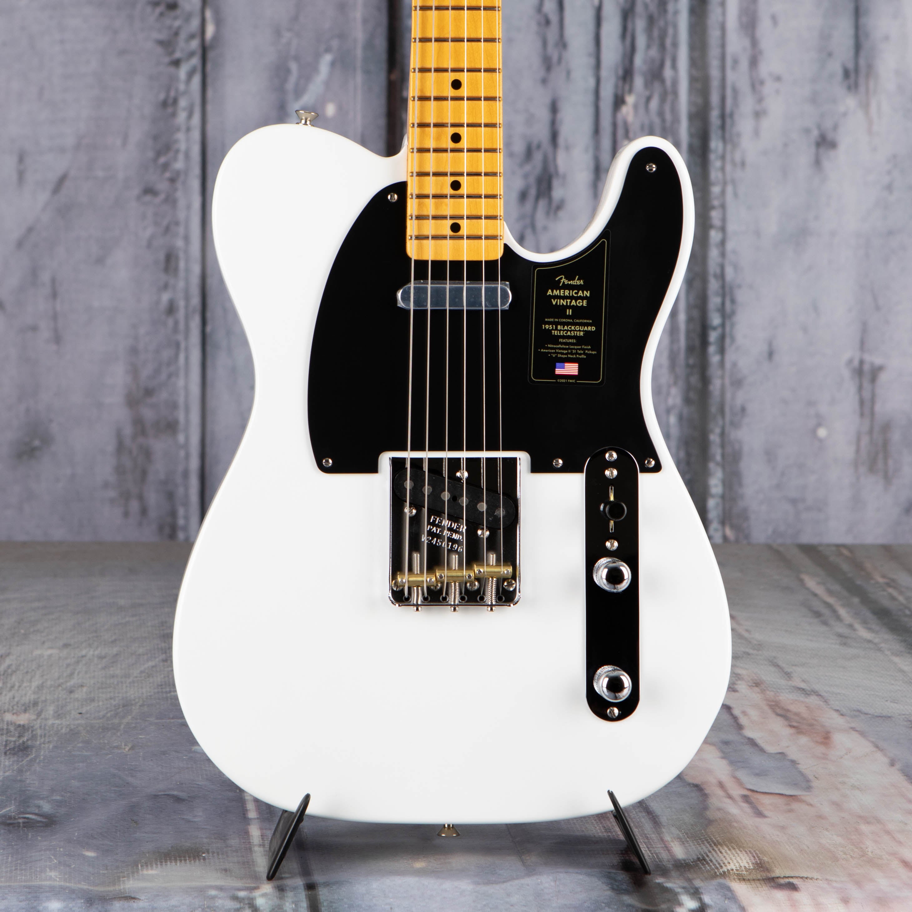Fender American Vintage II 1951 Telecaster Electric Guitar, Prototype White, front closeup