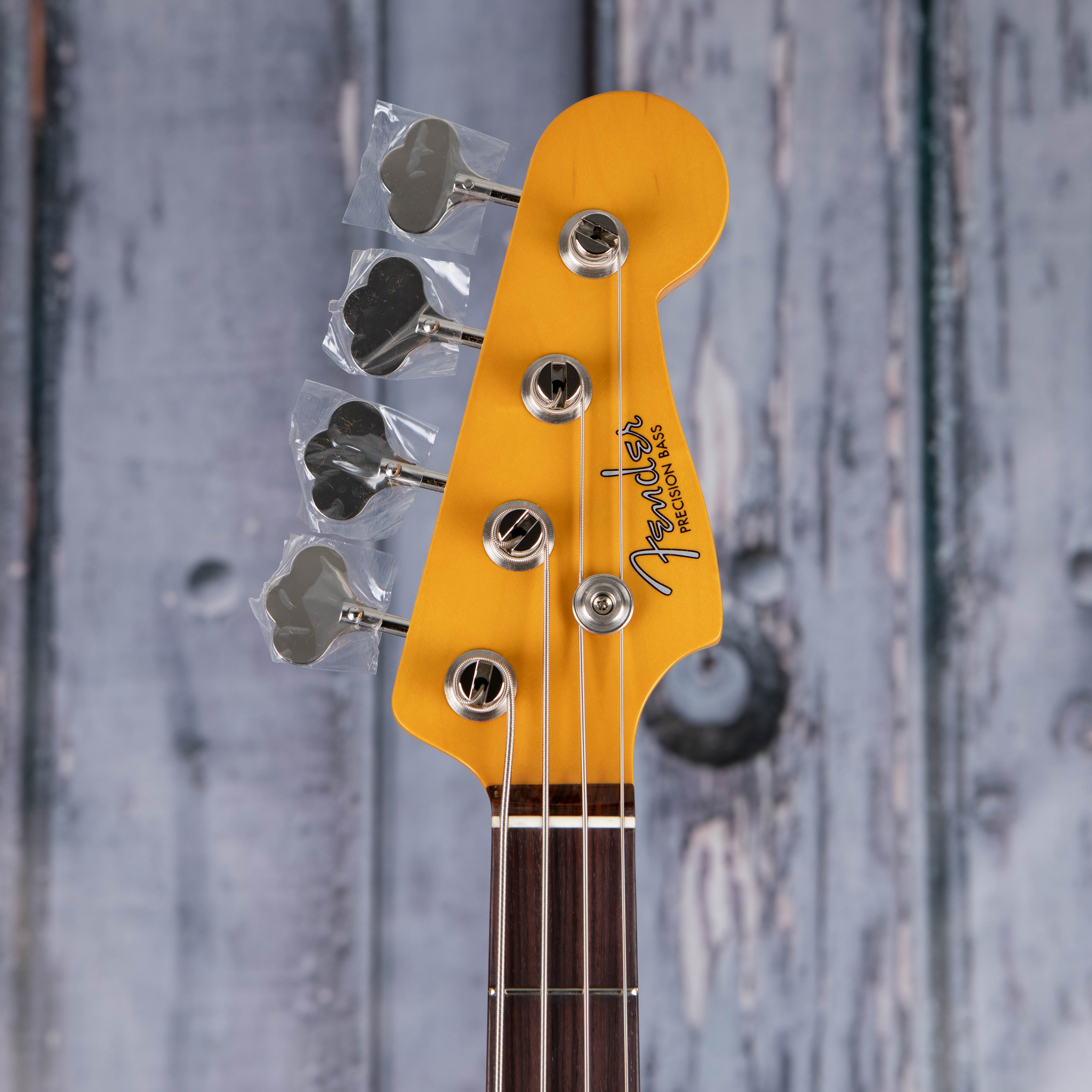 Fender American Vintage II 1960 Precision Bass Guitar, Daphne Blue, front headstock