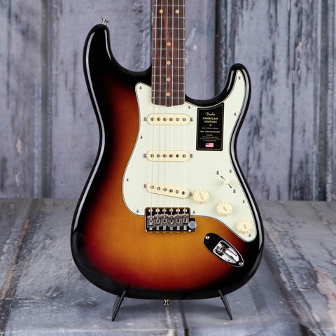 Fender American Vintage II 1961 Stratocaster Electric Guitar, 3-Color Sunburst, front closeup