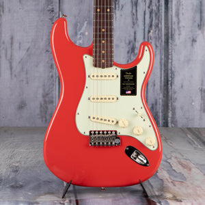 Fender American Vintage II 1961 Stratocaster Electric Guitar, Fiesta Red, front closeup